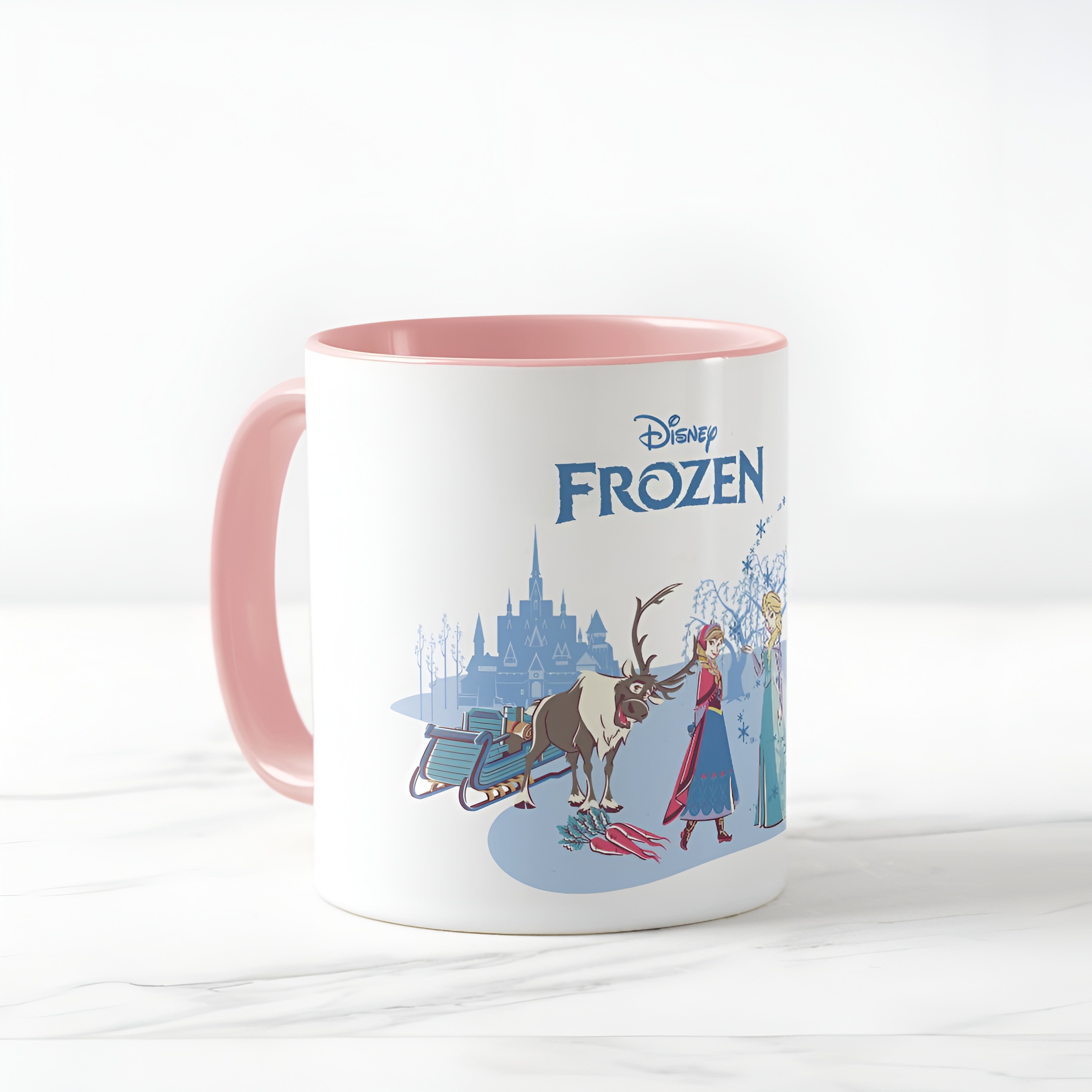 Frozen Blue Pastel Two-Tone Mug Sven Anna Elsa Olaf Ceramic Coffee Cup