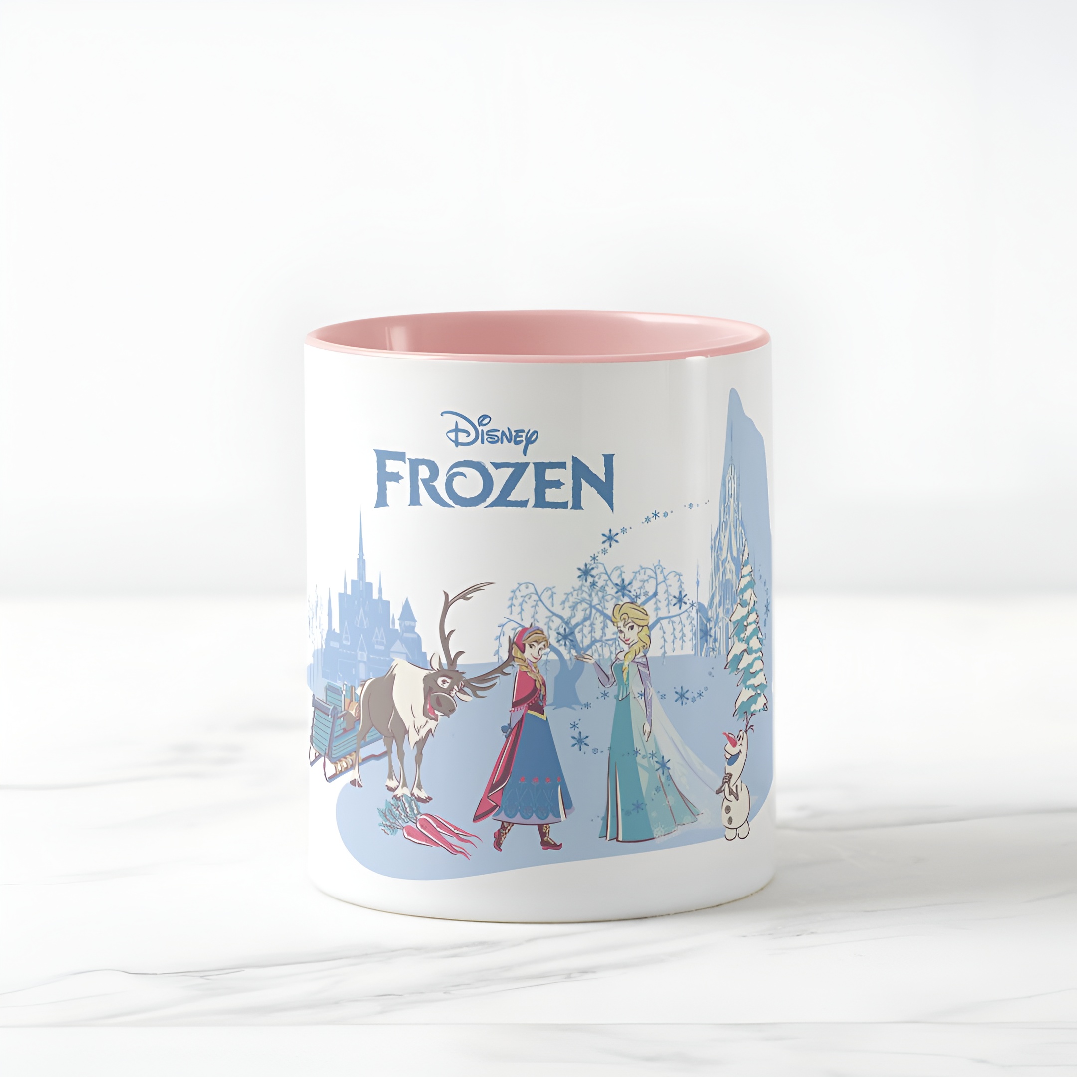 Frozen Blue Pastel Two-Tone Mug Sven Anna Elsa Olaf Ceramic Coffee Cup