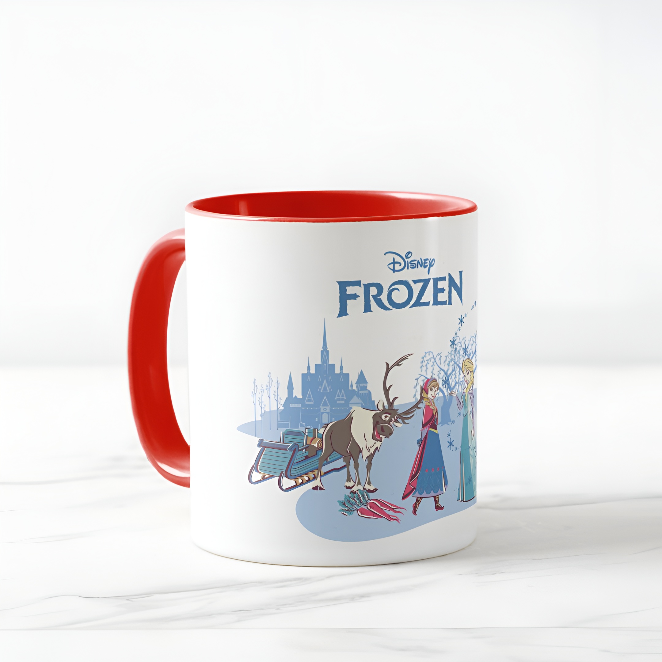 Frozen Blue Pastel Two-Tone Mug Sven Anna Elsa Olaf Ceramic Coffee Cup