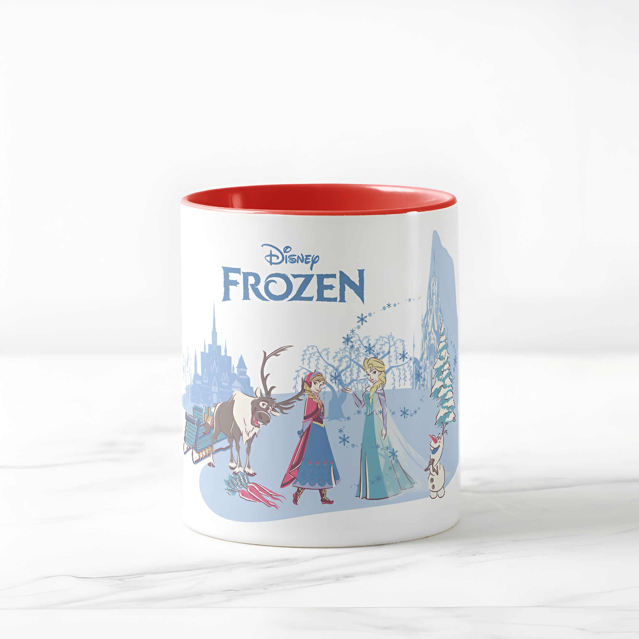 Frozen Blue Pastel Two-Tone Mug Sven Anna Elsa Olaf Ceramic Coffee Cup