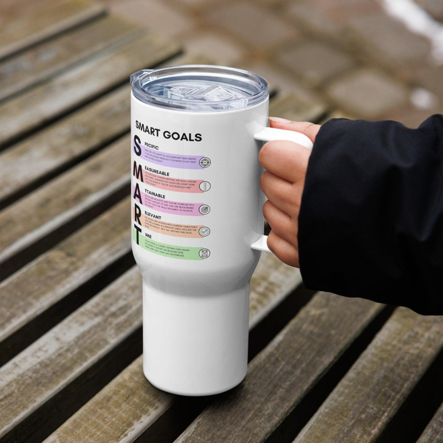 SMART Goals Printed Travel Mugs With Motivational Design - Inspire Cups