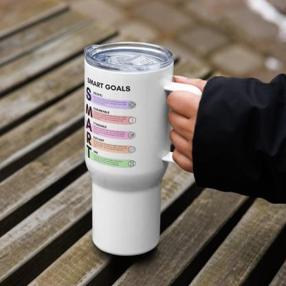 SMART Goals Printed Travel Mugs With Motivational Design - Inspire Cups