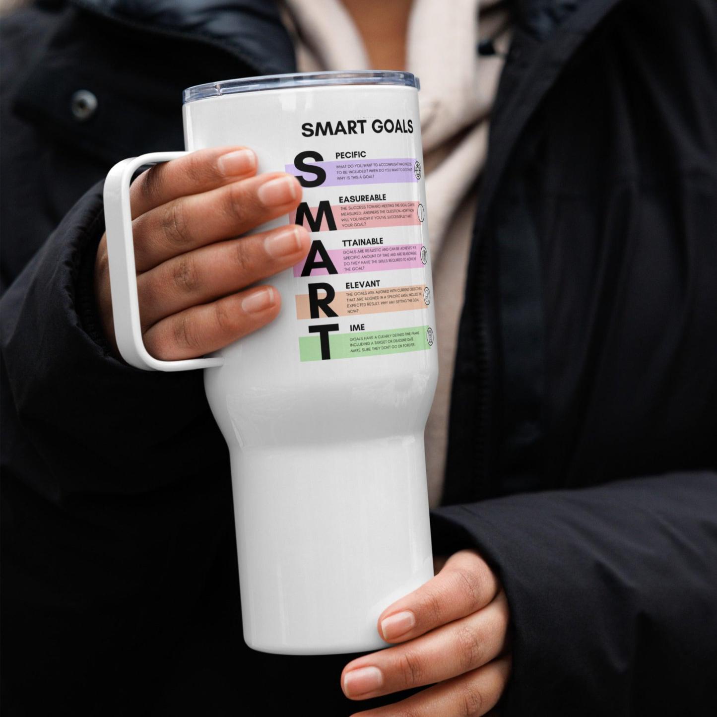 SMART Goals Printed Travel Mugs With Motivational Design - Inspire Cups
