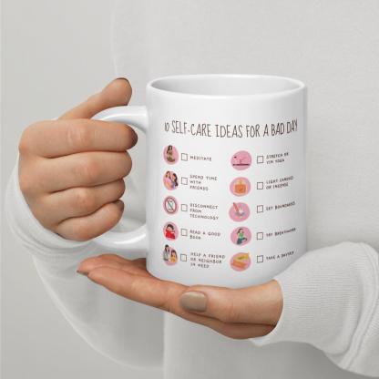 Self Care Ideas Mug With Checklist Design And Wellness Reminders - Inspire Cups