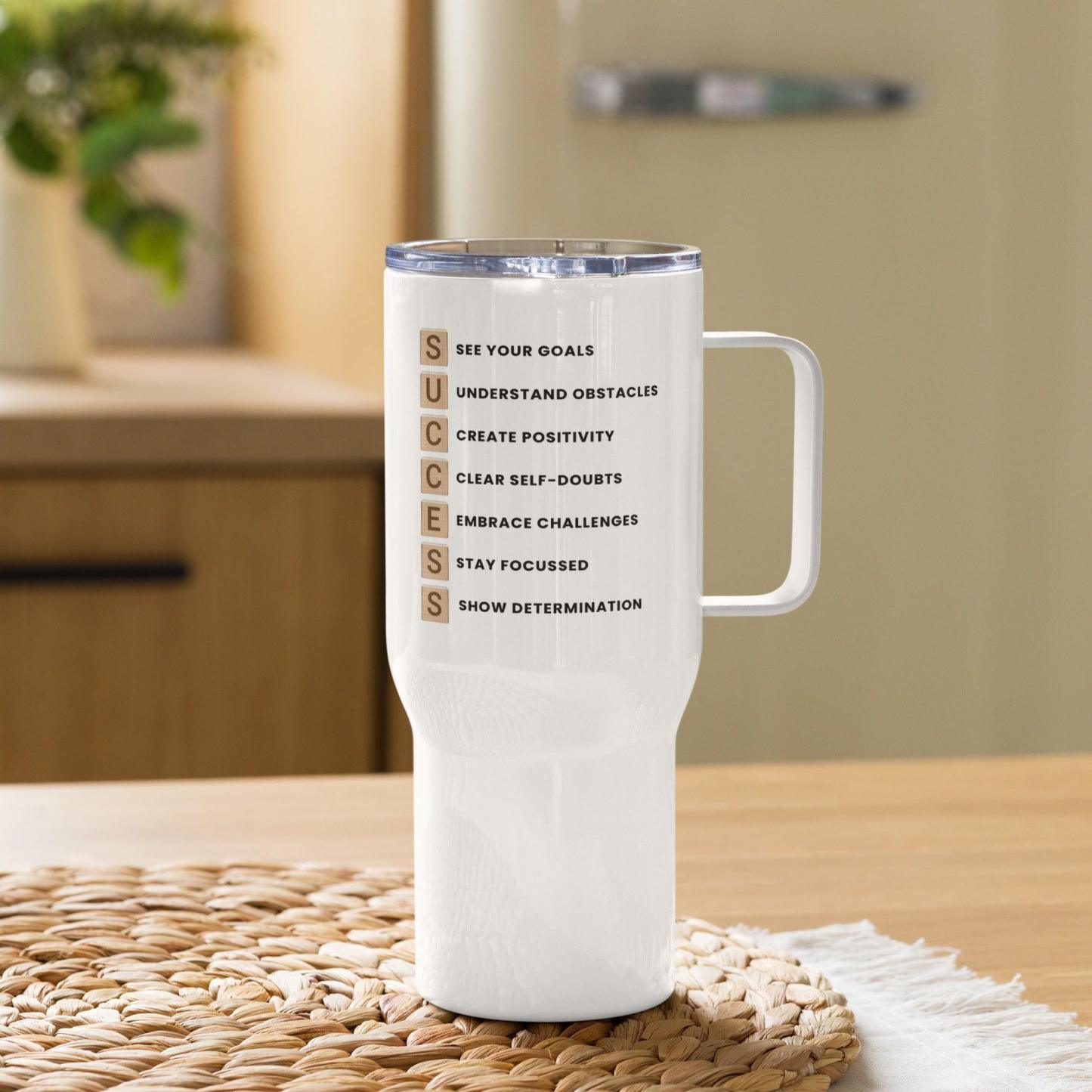 Success Printed Travel Mugs With Inspirational Acronym - Inspire Cups