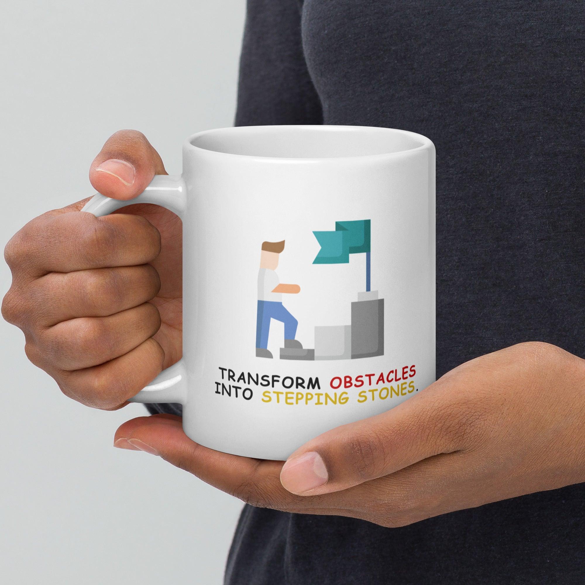 Perseverance Quote Mug | Transform Obstacles Into Stepping Stones Mug - Inspire Cups