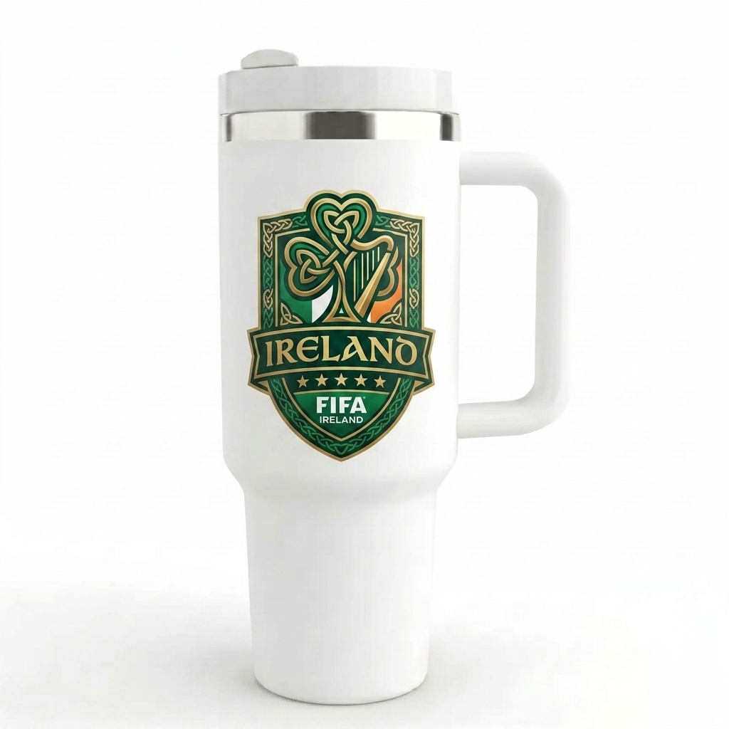 FIFA 2026 Ireland Soccer Sports Themed 40oz Tumbler With Straw And Lid