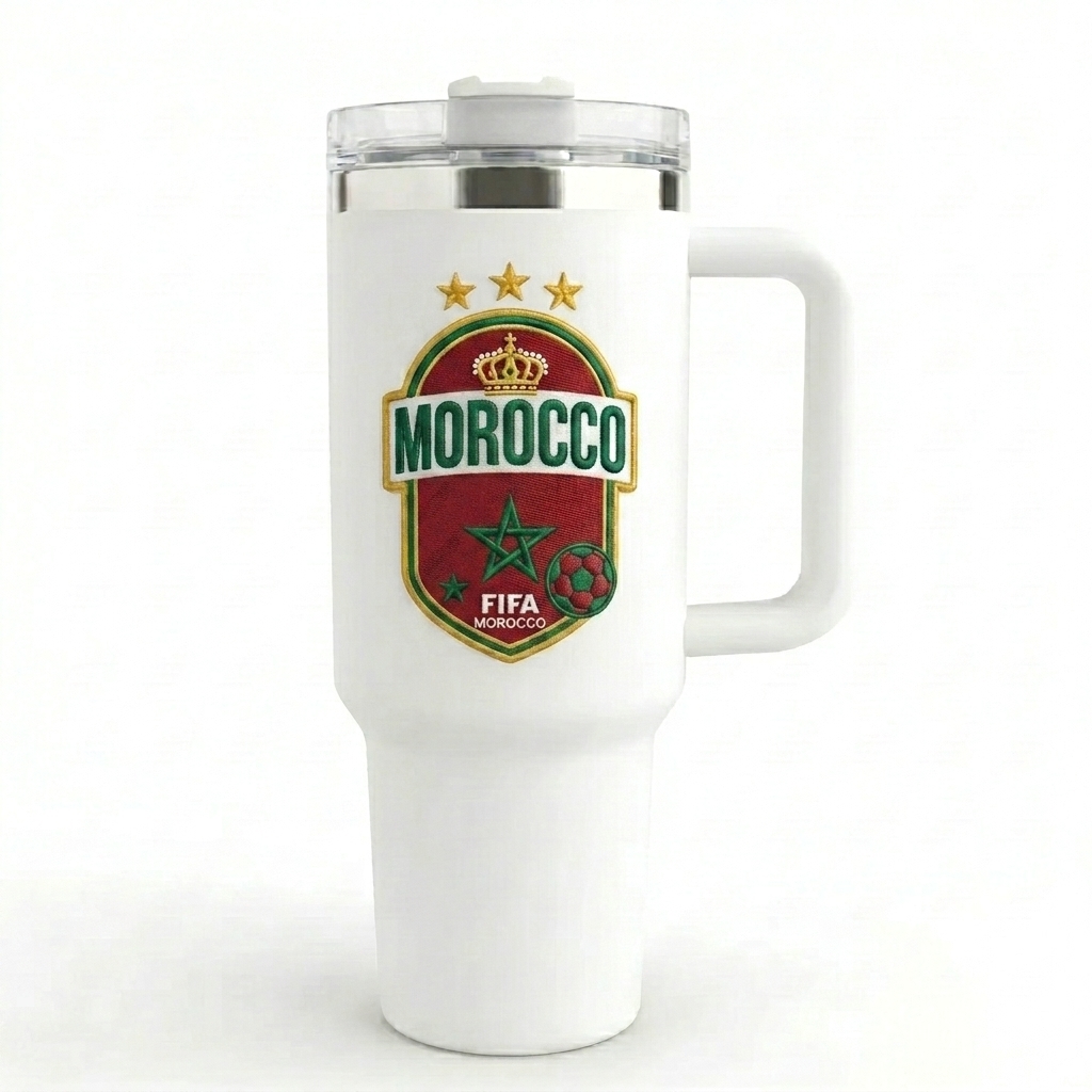 FIFA 2026 Morocco Soccer Sports Themed 40oz Tumbler With Straw And Lid