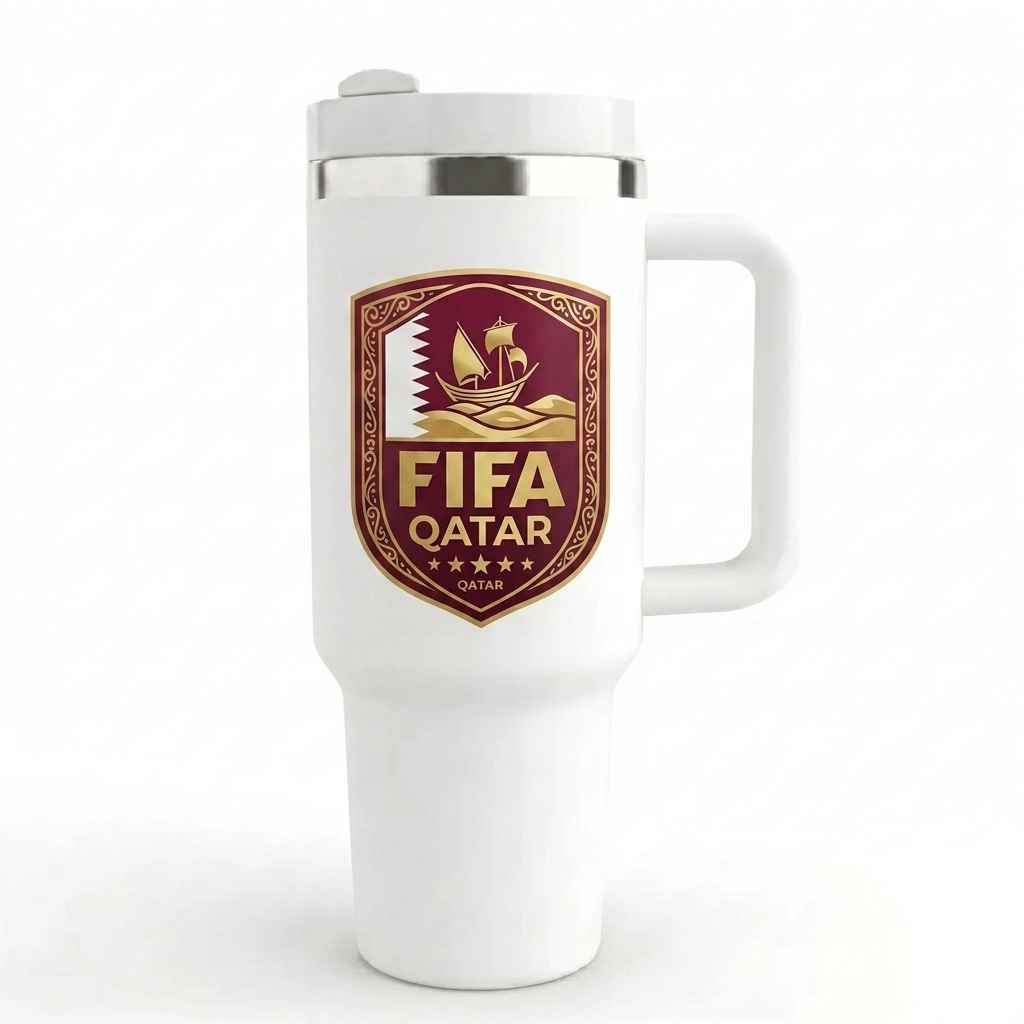 FIFA 2026 Qatar Soccer Sports Themed 40oz Tumbler With Straw And Lid