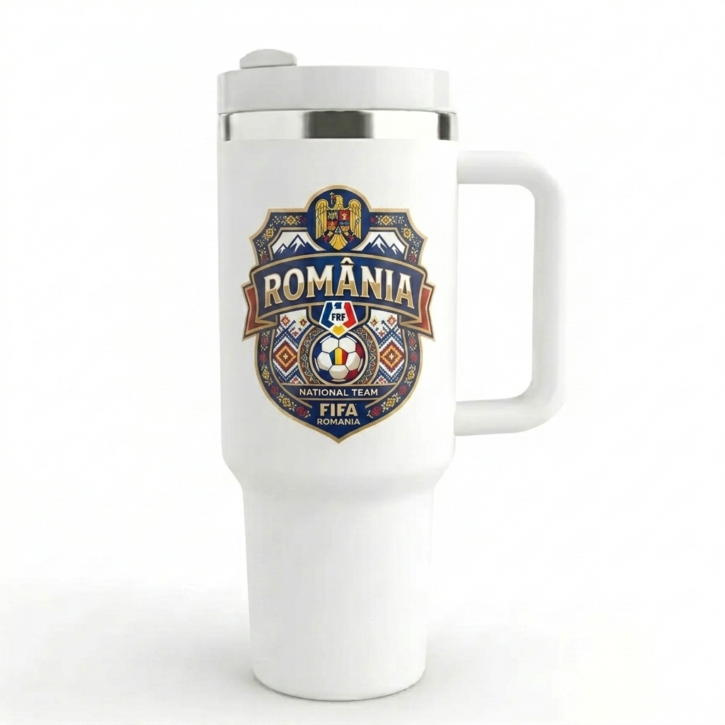 FIFA 2026 Romania Soccer Sports Themed 40oz Tumbler With Straw And Lid