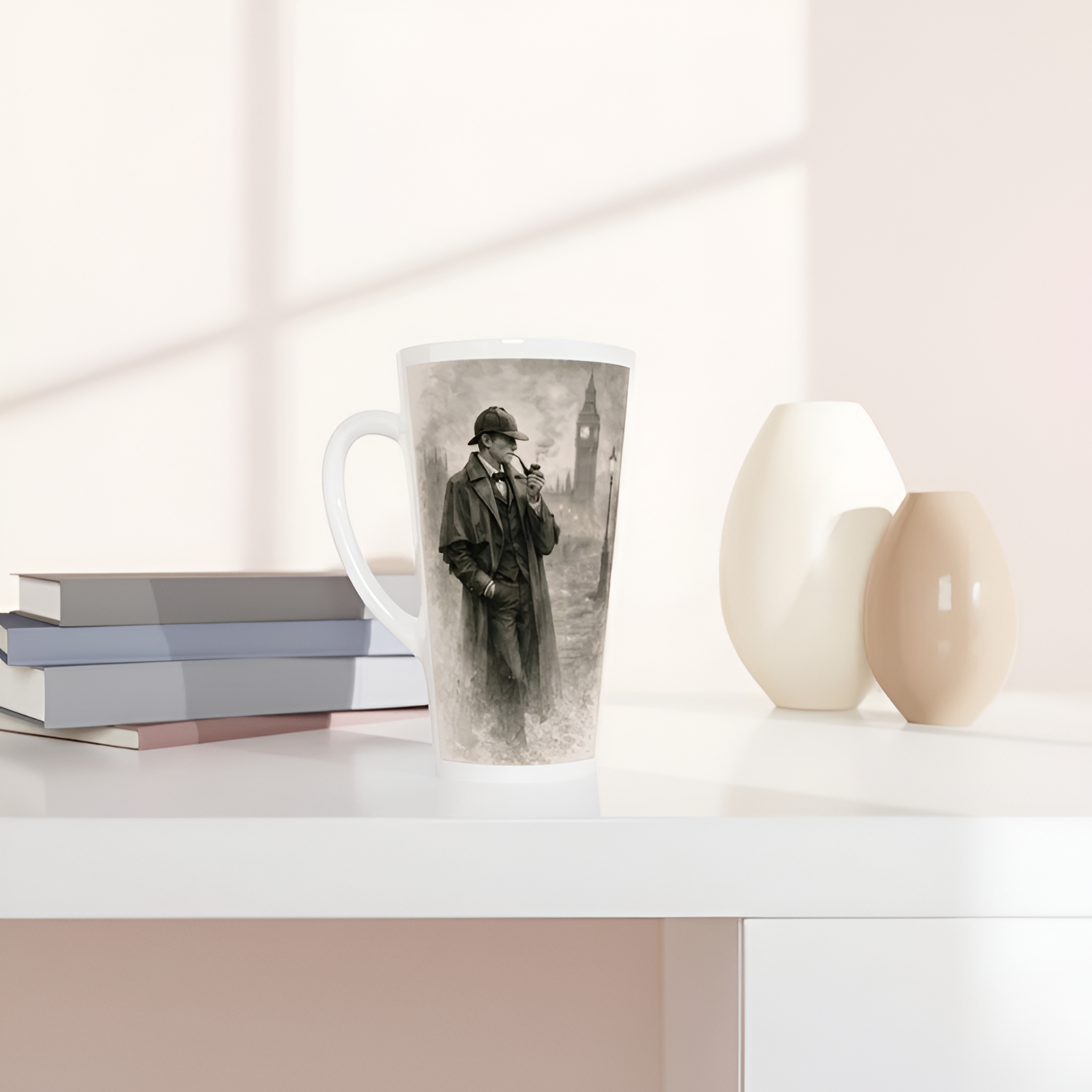 Sherlock Holmes Sepia Sketch Ceramic Latte Mug
