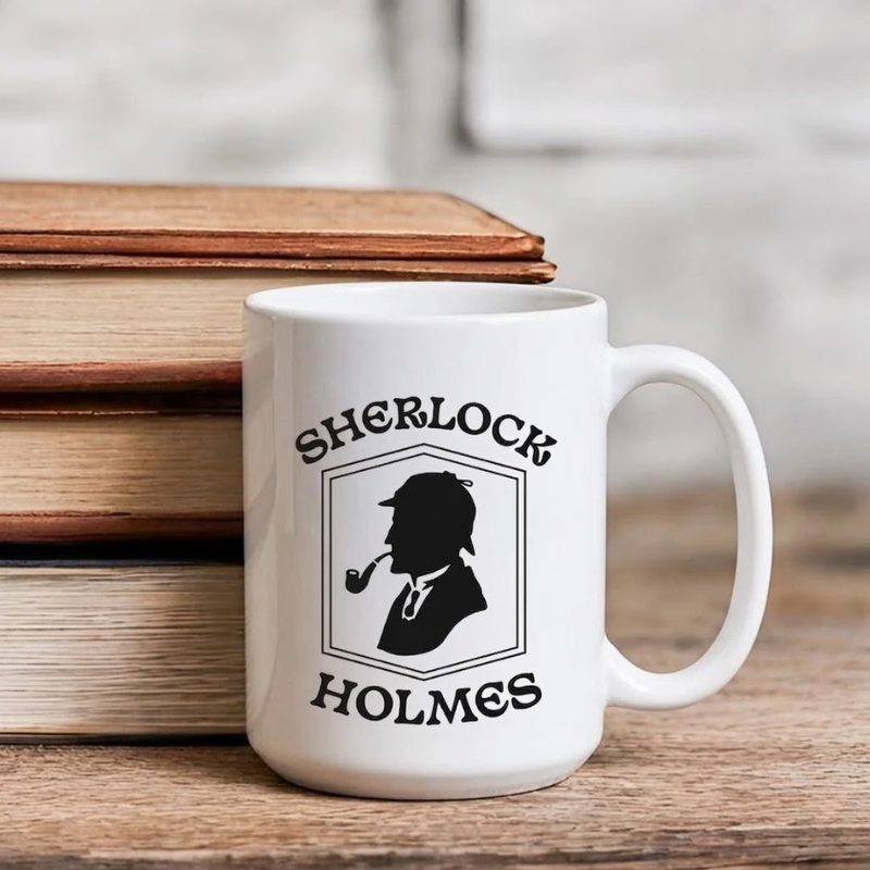 Sherlock Holmes Silhouette Ceramic Baker Street Mug