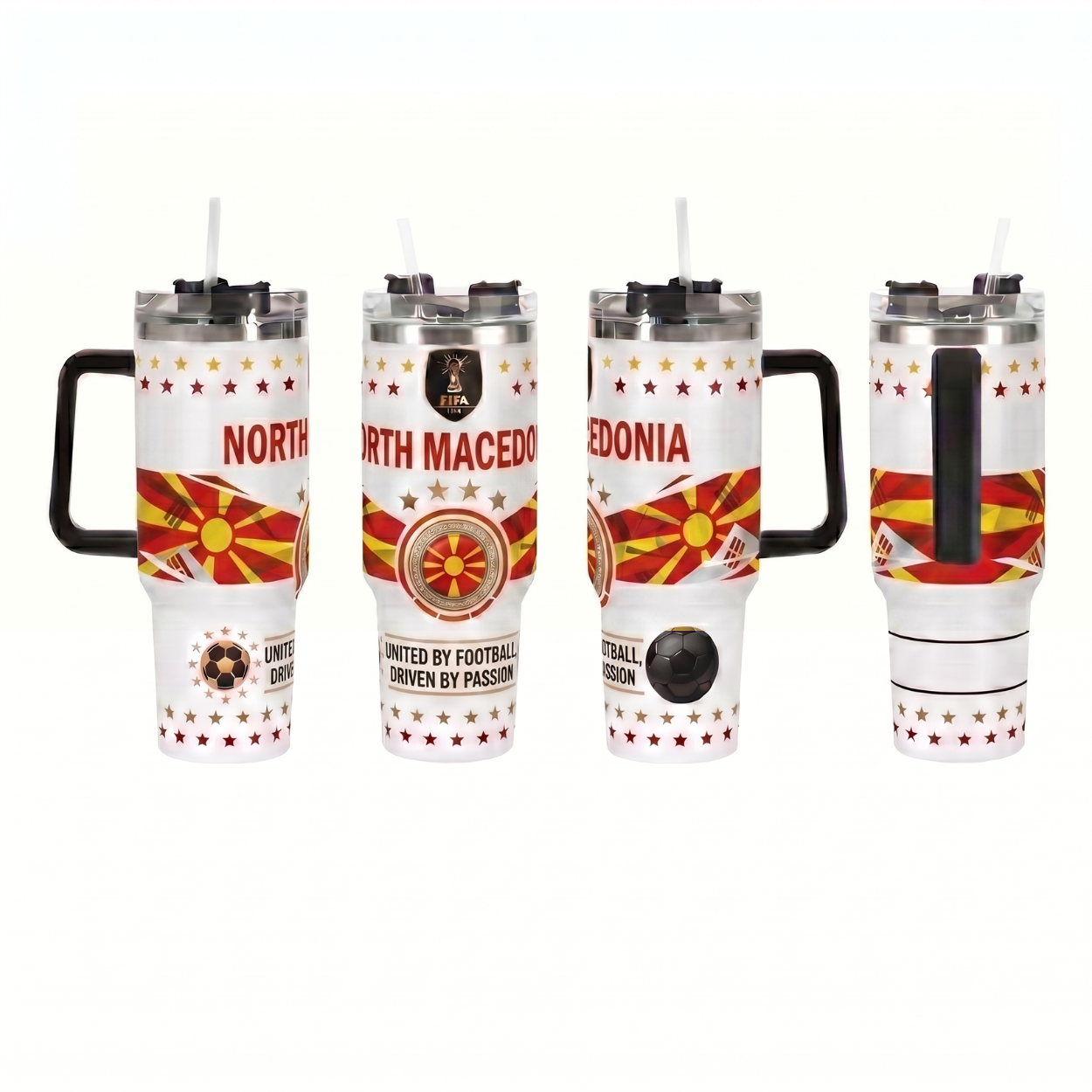 FIFA 2026 North Macedonia Soccer Sports Themed 40oz Tumbler With Straw And Lid