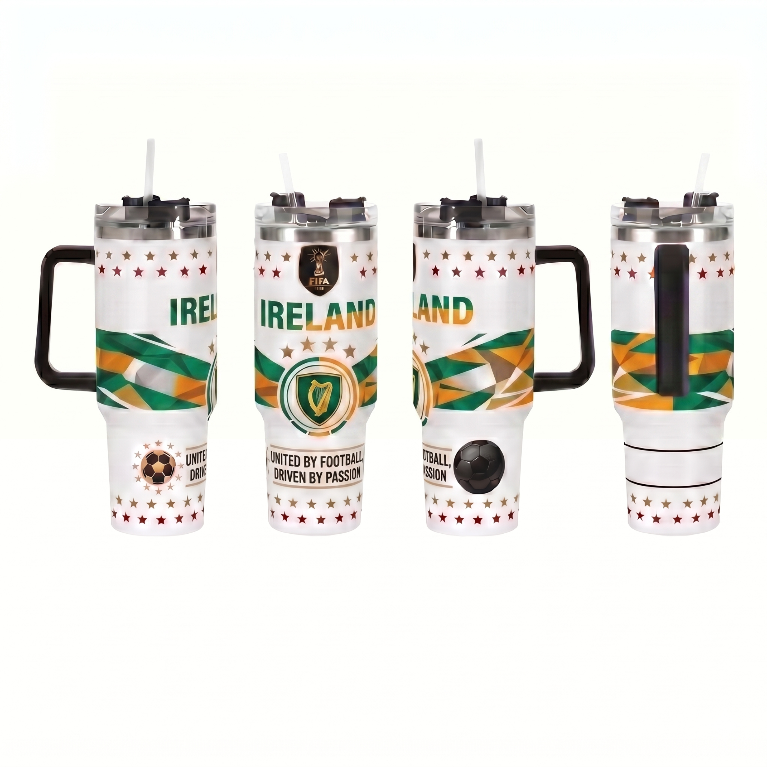 FIFA 2026 Ireland Soccer Sports Themed 40oz Tumbler With Straw And Lid