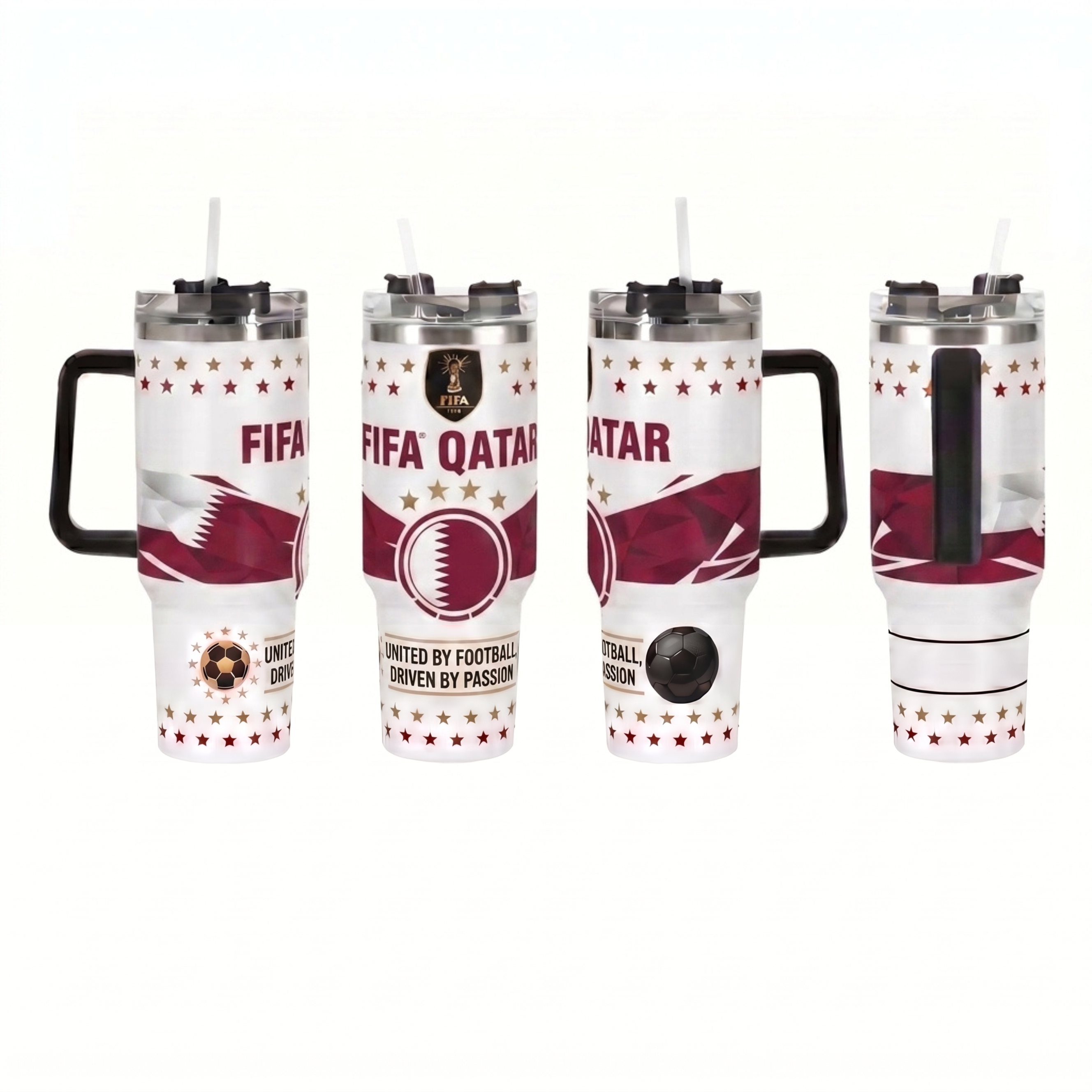 FIFA 2026 Qatar Soccer Sports Themed 40oz Tumbler With Straw And Lid