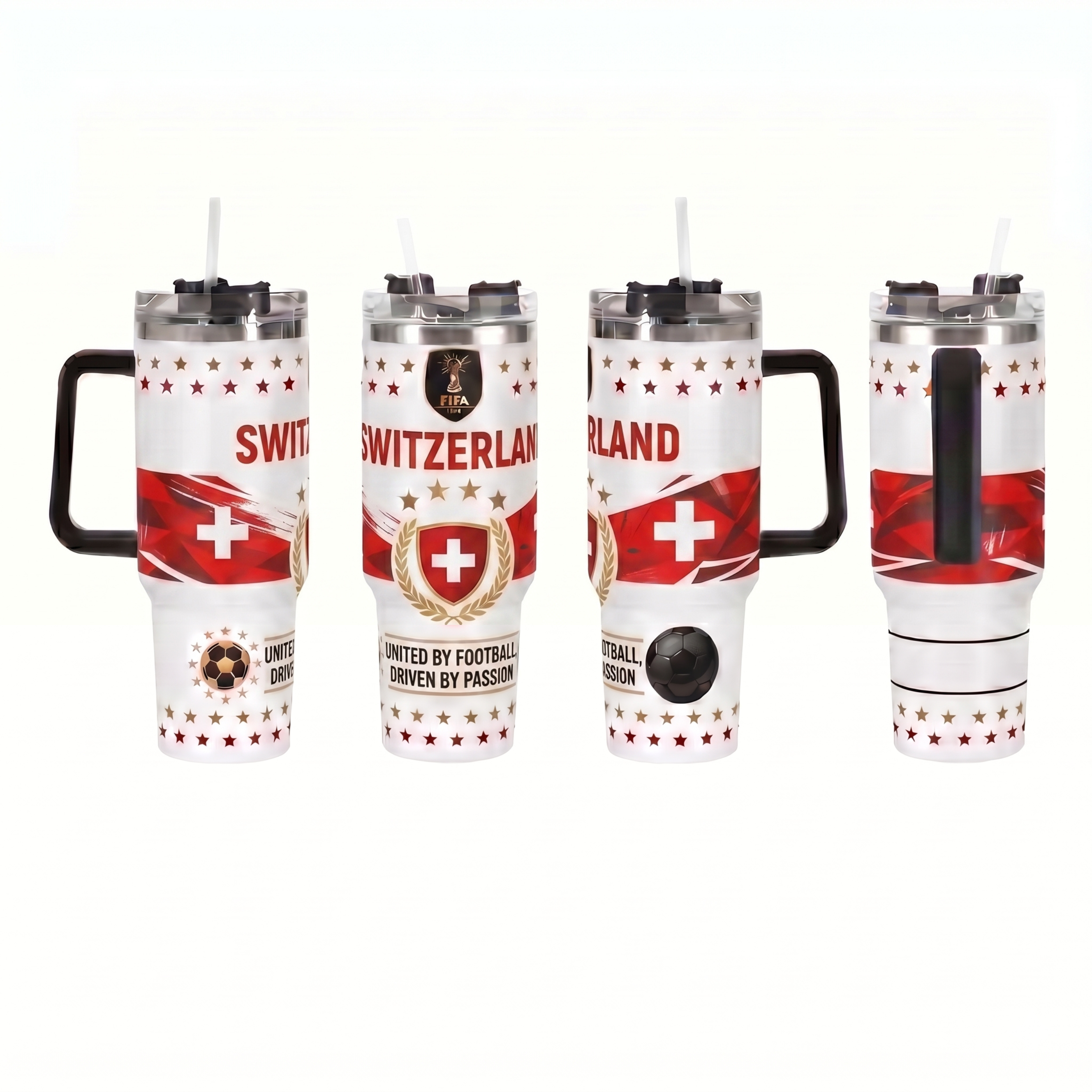FIFA 2026 Switzerland Soccer Sports Themed 40oz Tumbler With Straw And Lid