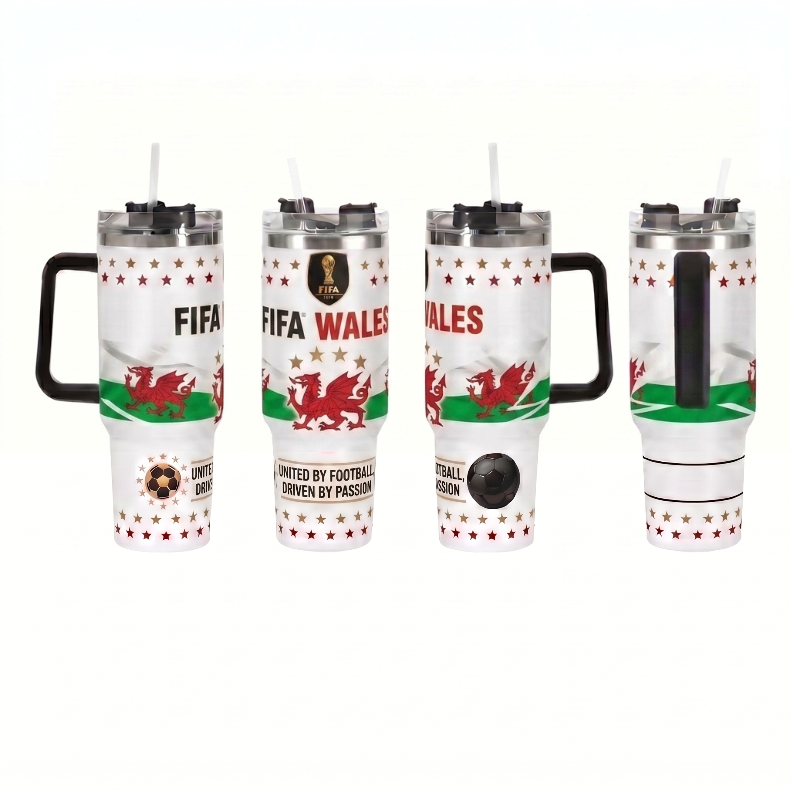 FIFA 2026 Wales Soccer Sports Themed 40oz Tumbler With Straw And Lid