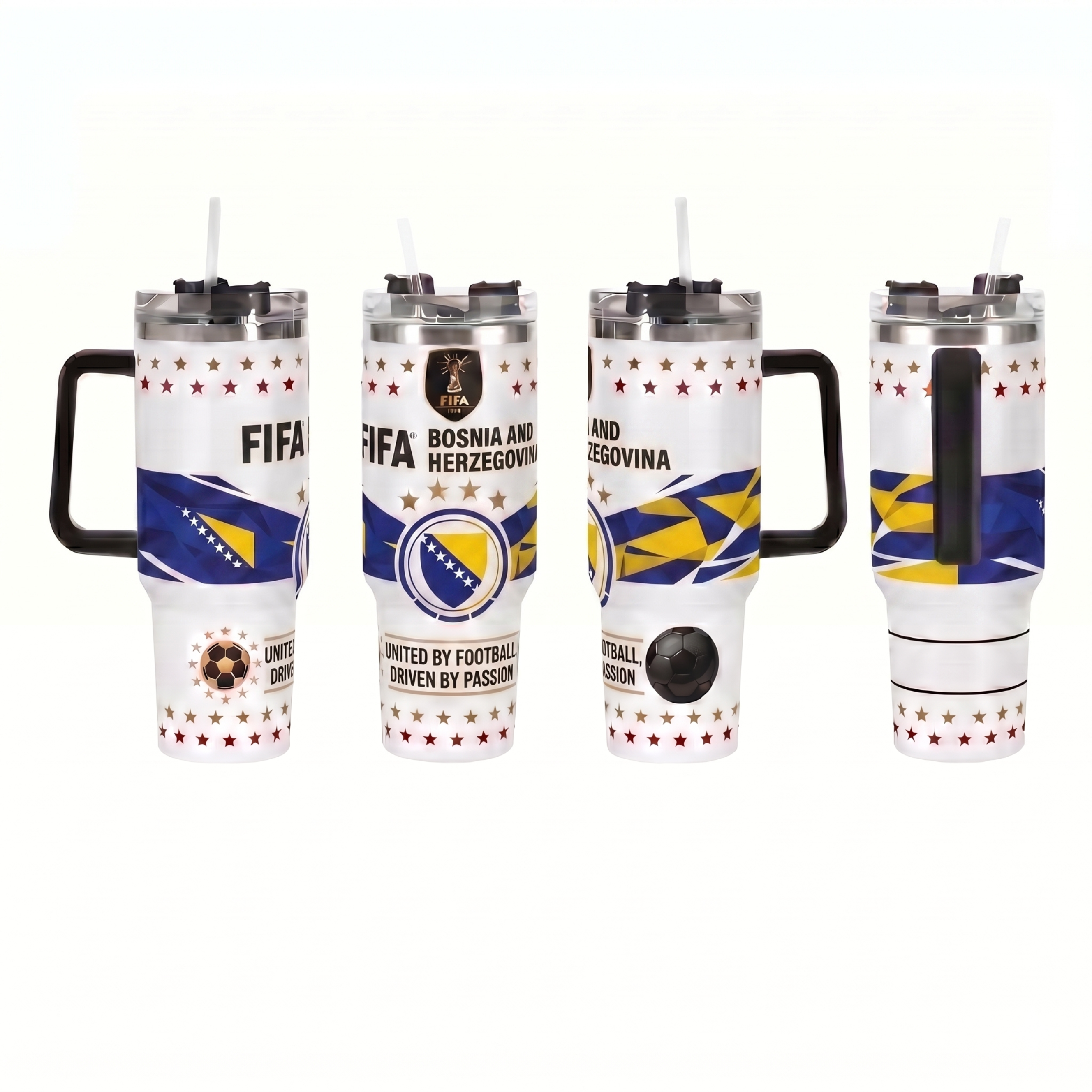 FIFA 2026 Bosnia and Herzegovina Soccer Sports Themed 40oz Tumbler With Straw And Lid