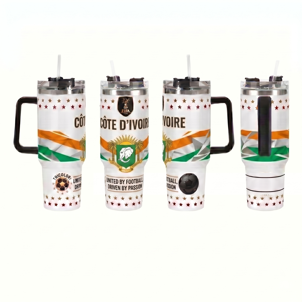 FIFA 2026 Côte d'Ivoire Soccer Sports Themed 40oz Tumbler With Straw And Lid