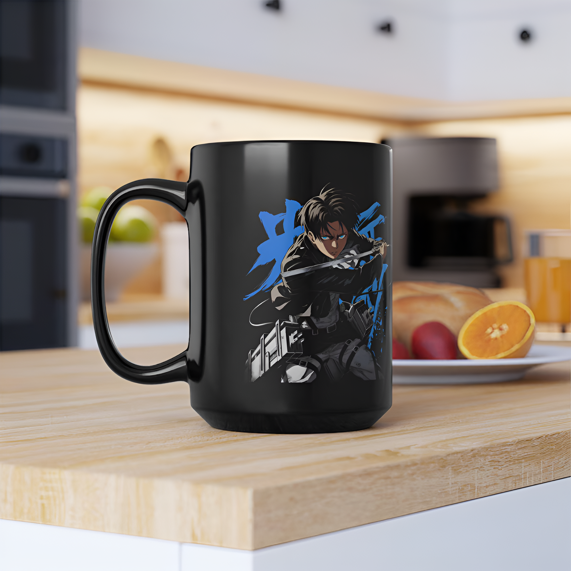 Attack on Titan Levi Black Mug, 15oz