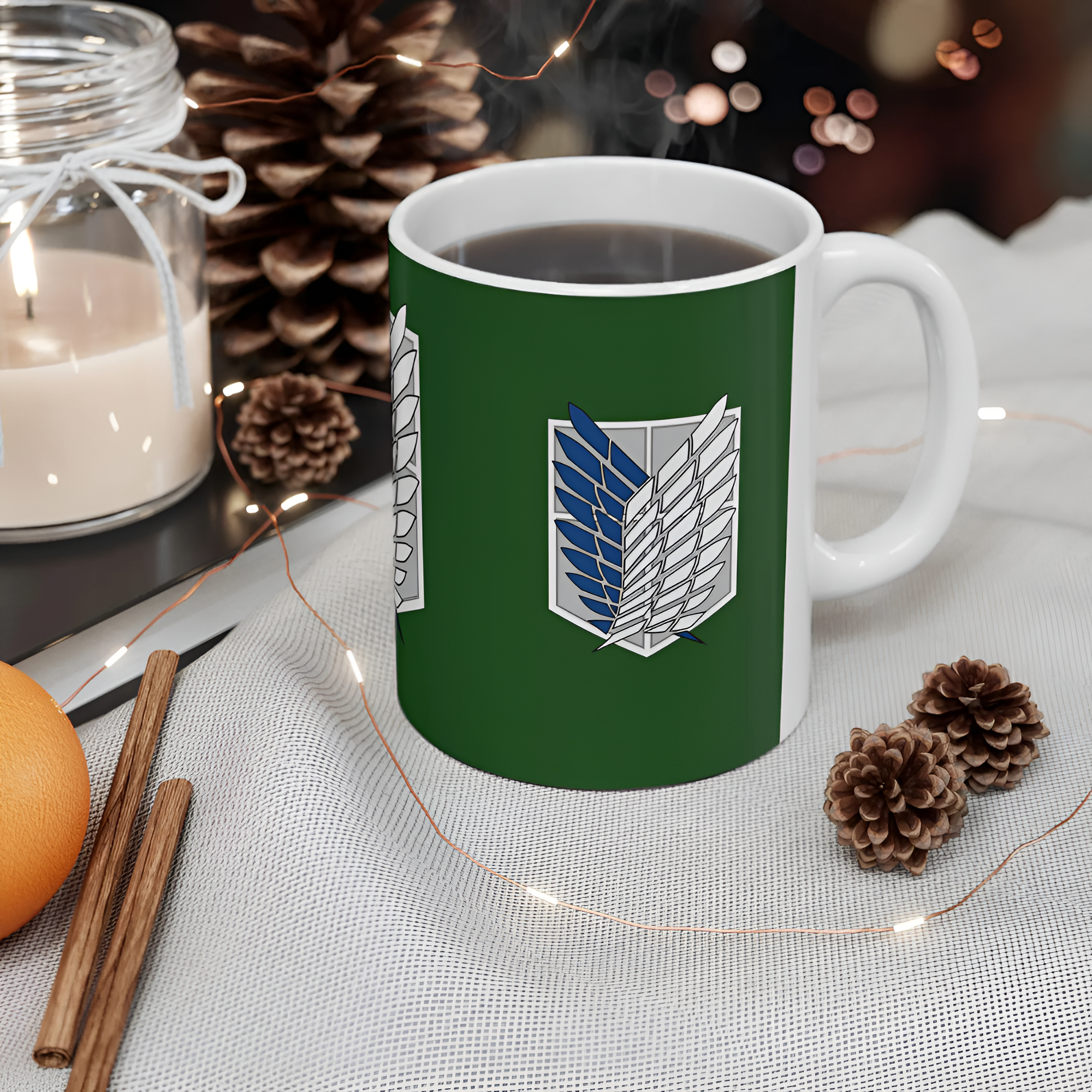 Attack on Titan Mug, Green and White Ceramic Coffee Cup