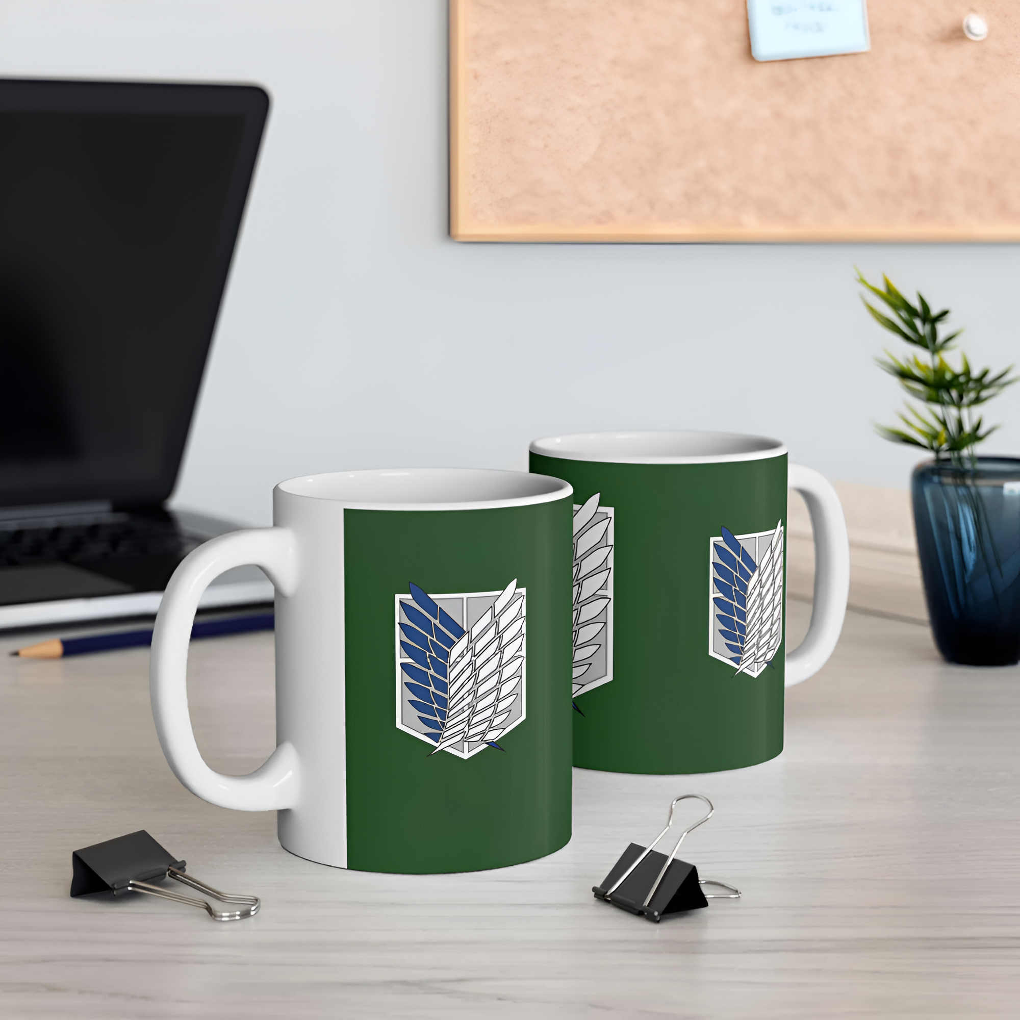 Attack on Titan Mug, Green and White Ceramic Coffee Cup
