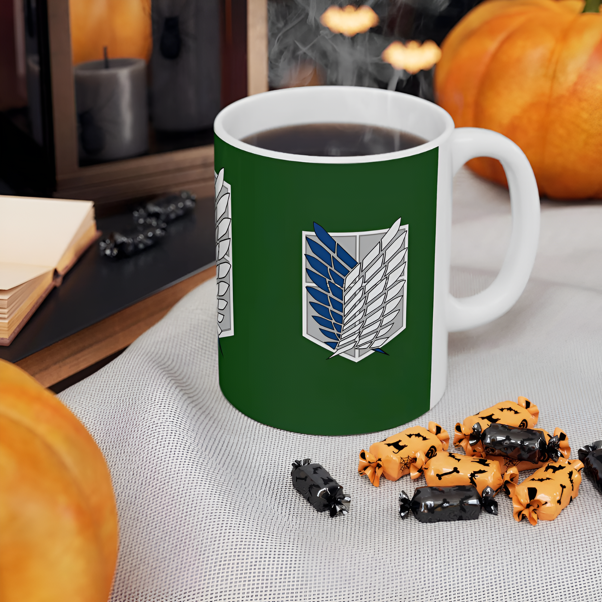 Attack on Titan Mug, Green and White Ceramic Coffee Cup
