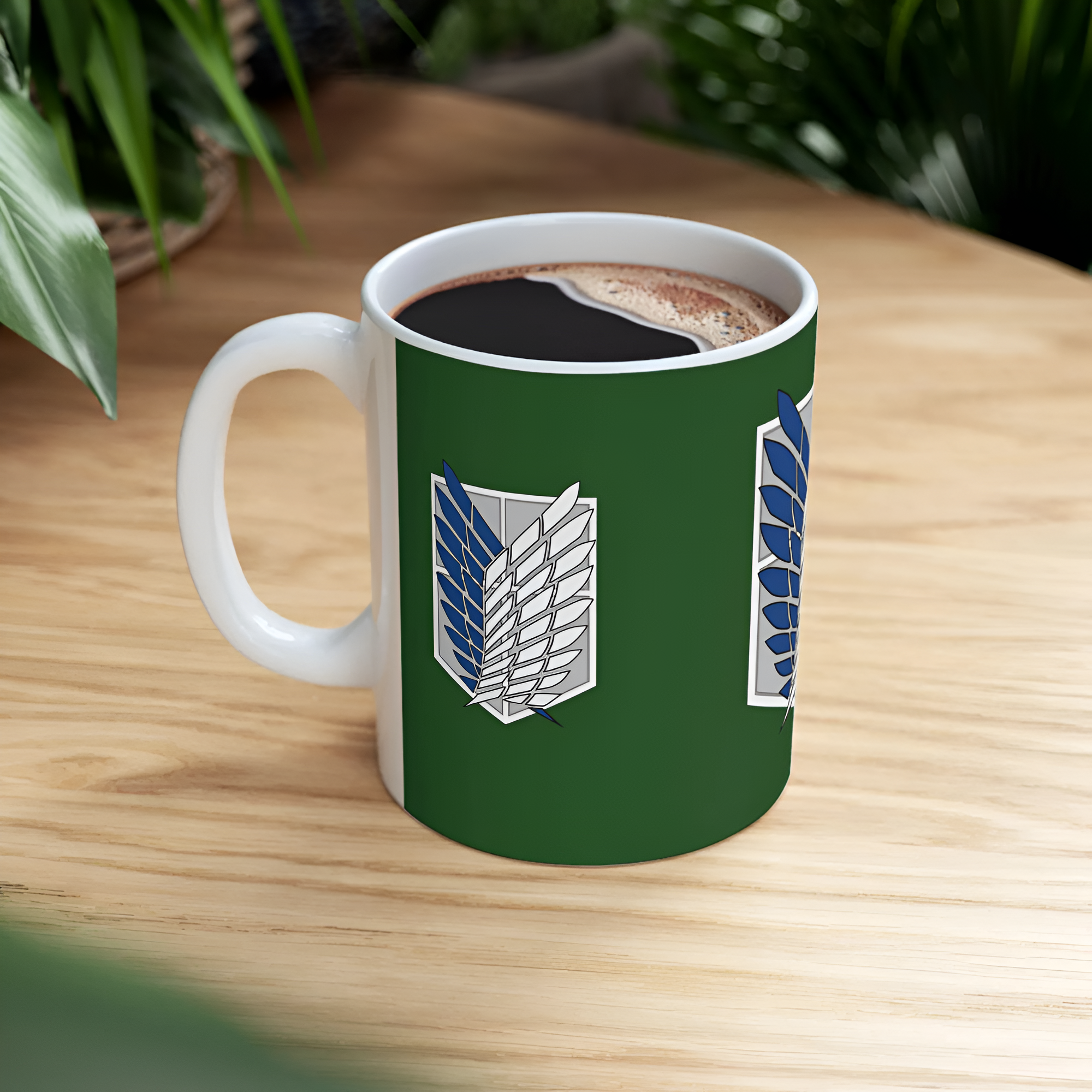 Attack on Titan Mug, Green and White Ceramic Coffee Cup