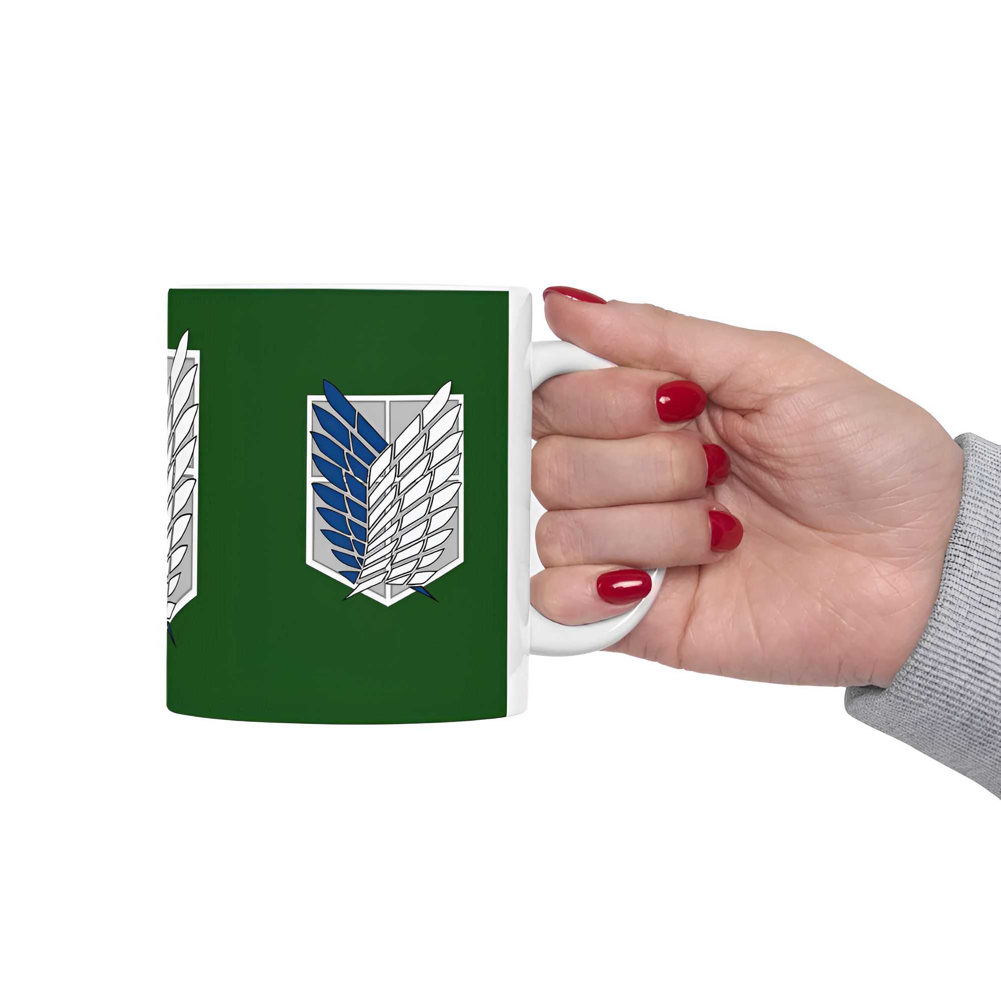 Attack on Titan Mug, Green and White Ceramic Coffee Cup