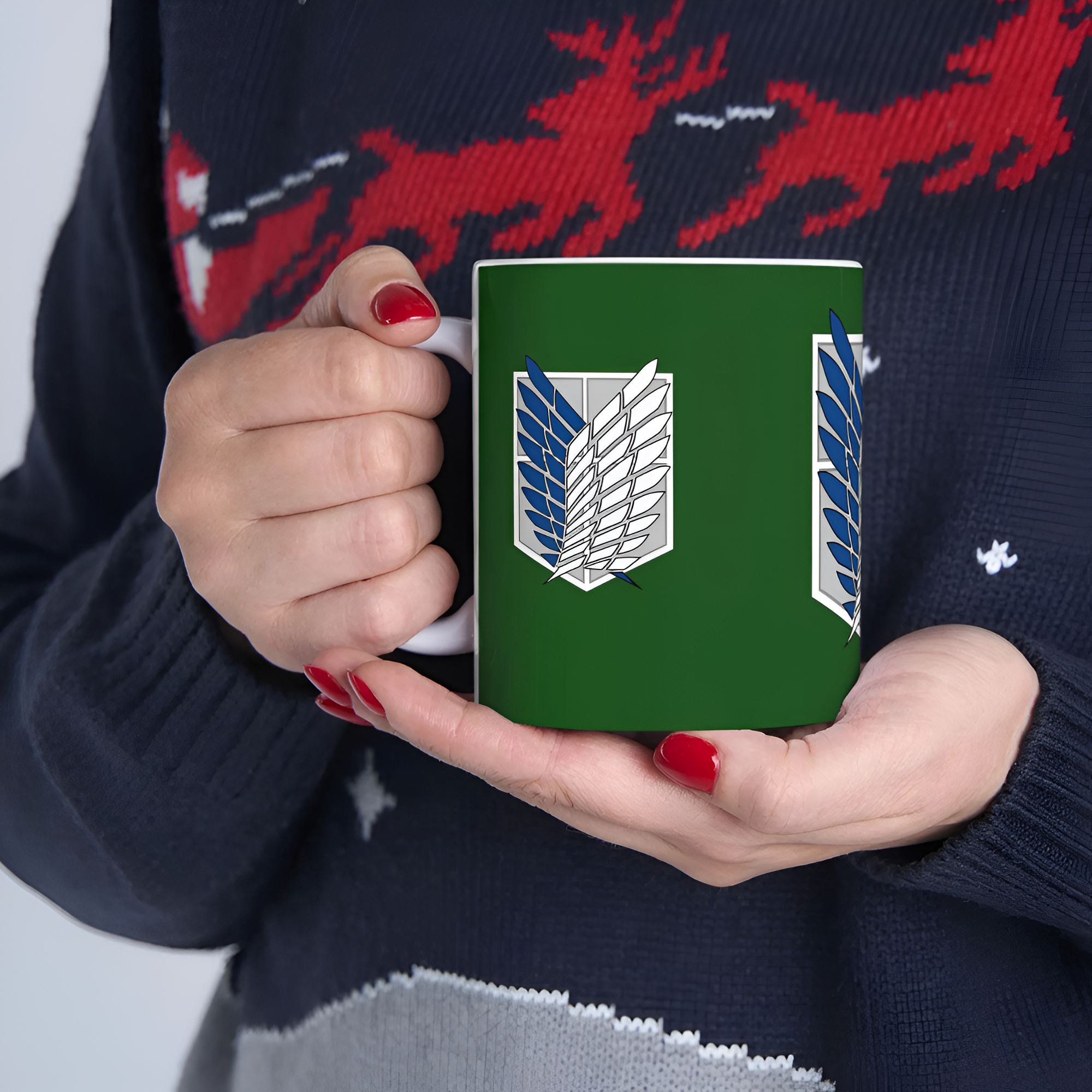 Attack on Titan Mug, Green and White Ceramic Coffee Cup