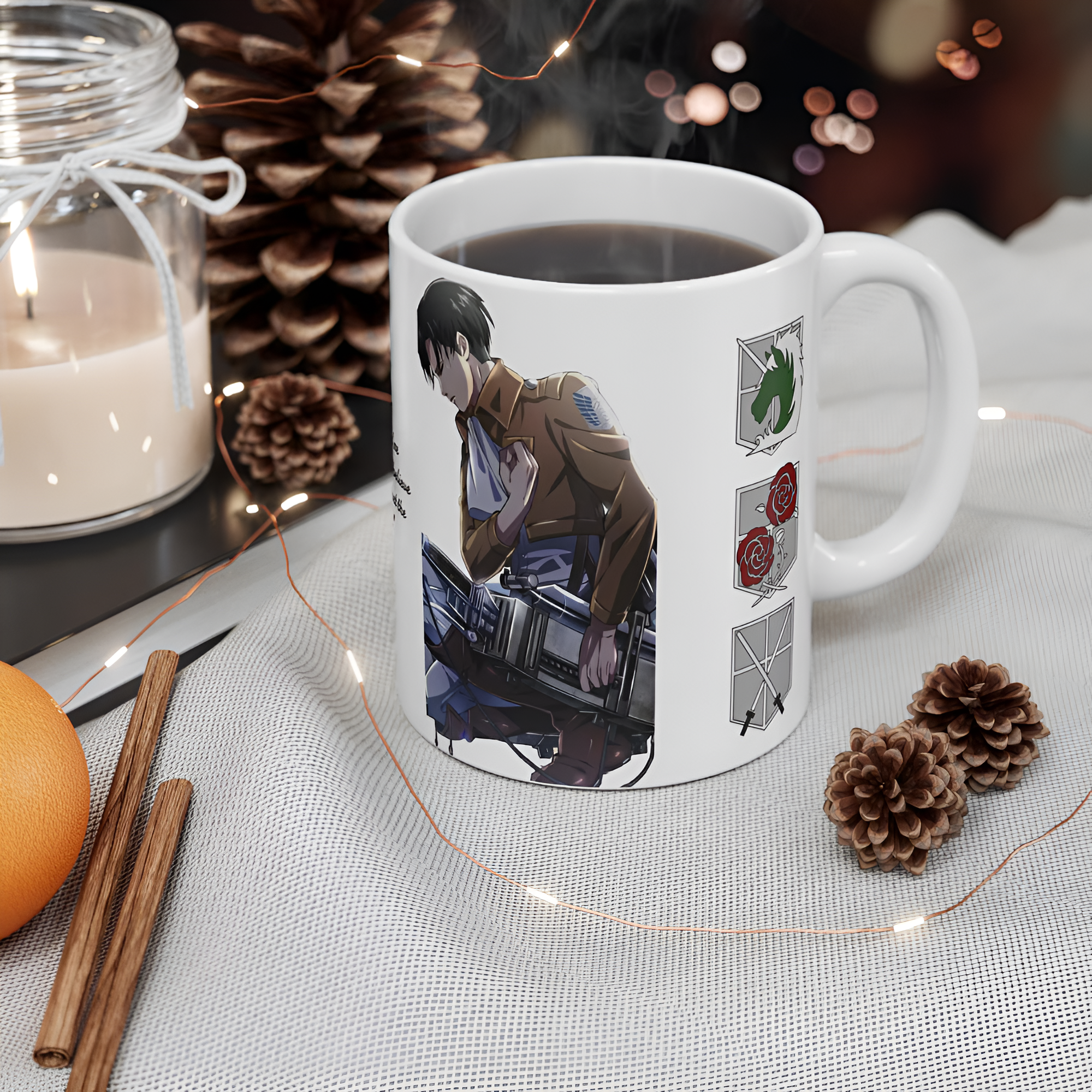 Attack on Titan Mug – Levi Ackerman & Survey Corps Emblem