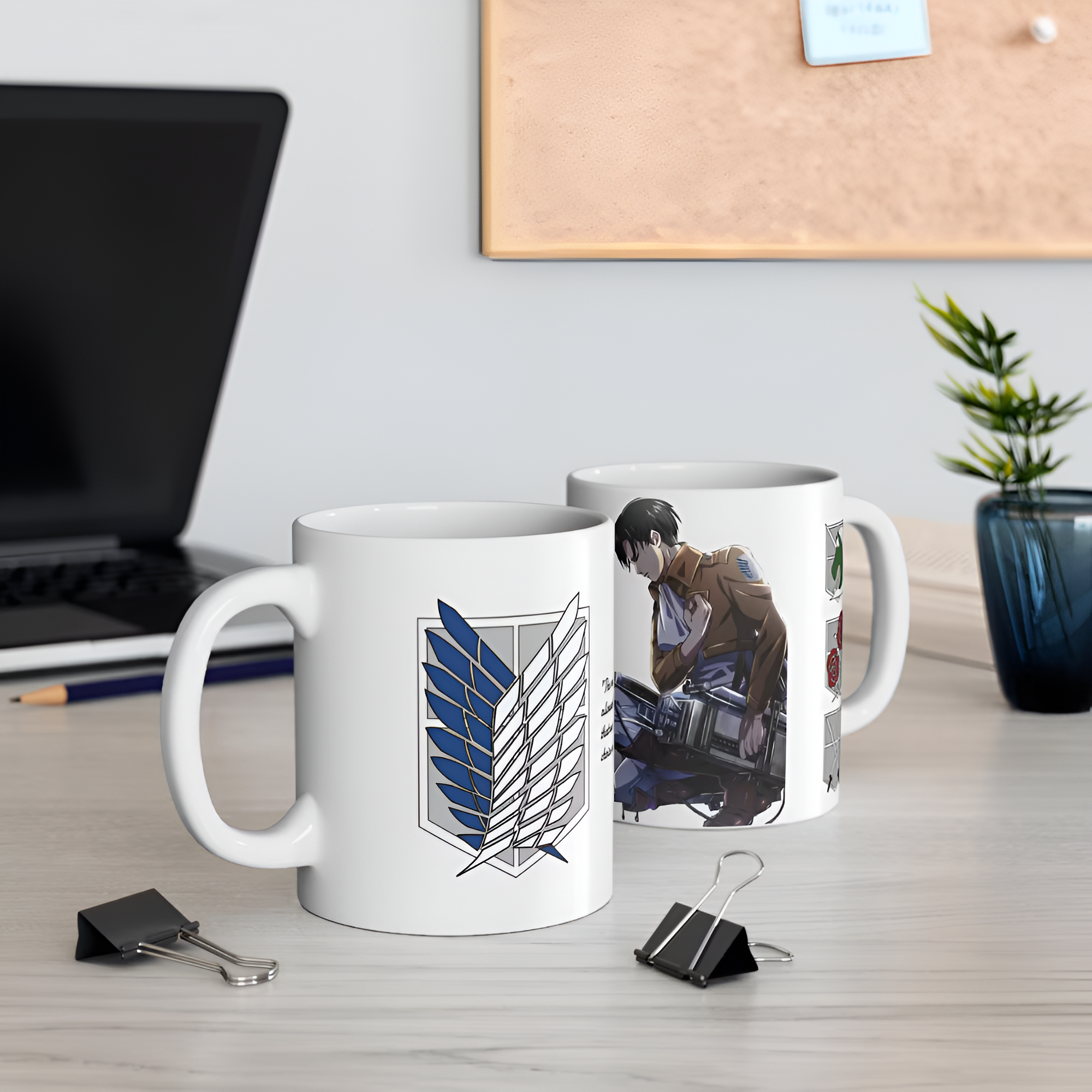 Attack on Titan Mug – Levi Ackerman & Survey Corps Emblem