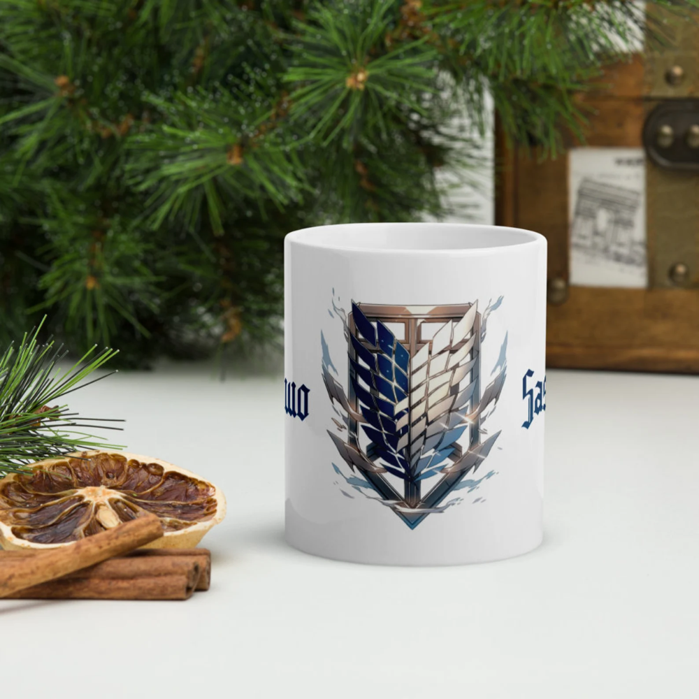 Attack on Titan Anime Coffee Mug 11oz Ceramic Handmade Gift Anime Accessories Mug Phrase Shinzo wo Sasageyo Epic Gift Sublimation