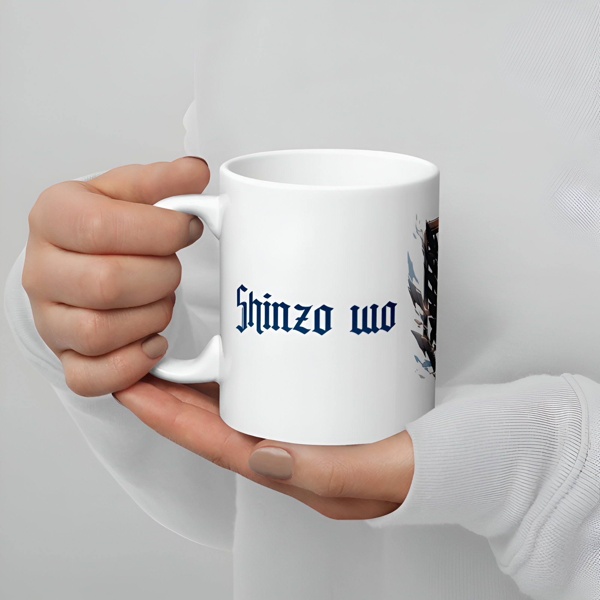 Attack on Titan Anime Coffee Mug 11oz Ceramic Handmade Gift Anime Accessories Mug Phrase Shinzo wo Sasageyo Epic Gift Sublimation