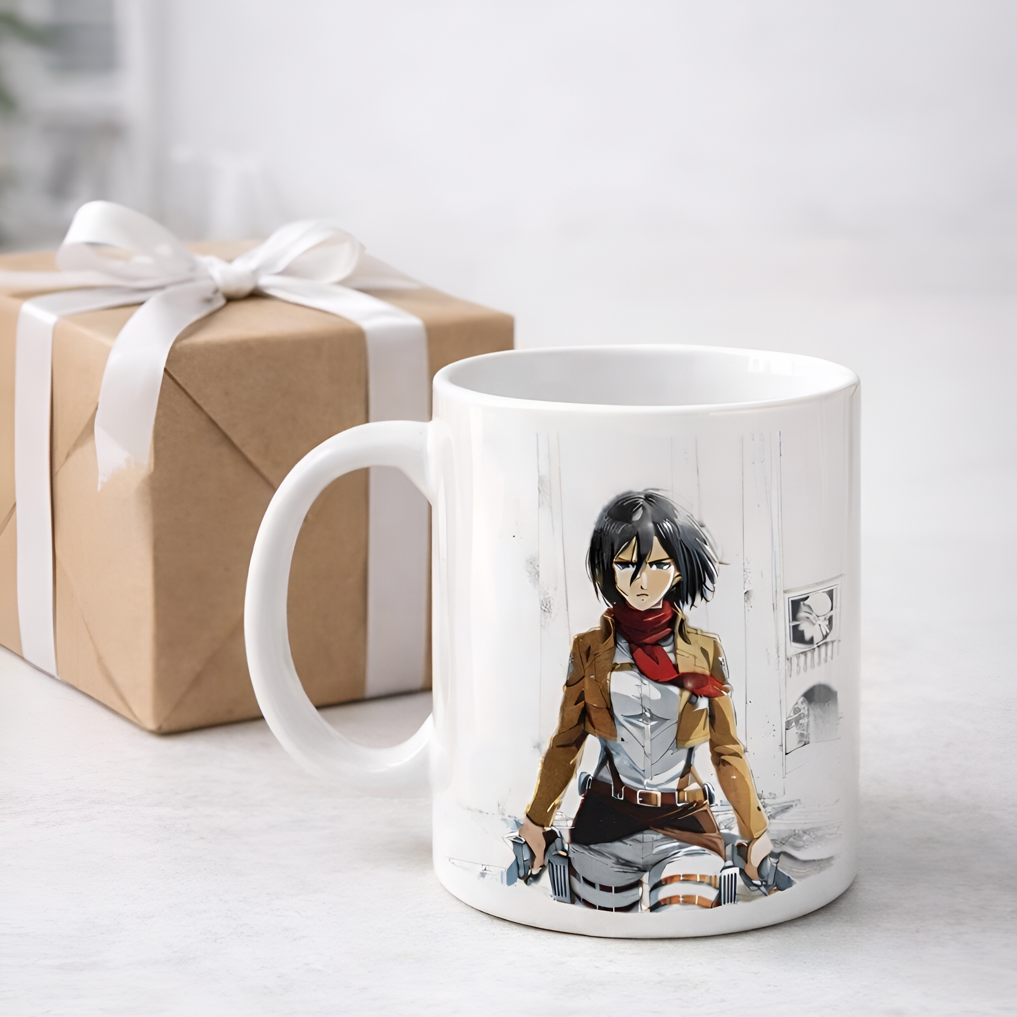Attack on Titan Anime Ceramic Mug, Manga Style Coffee Cup, Survey Corps Design