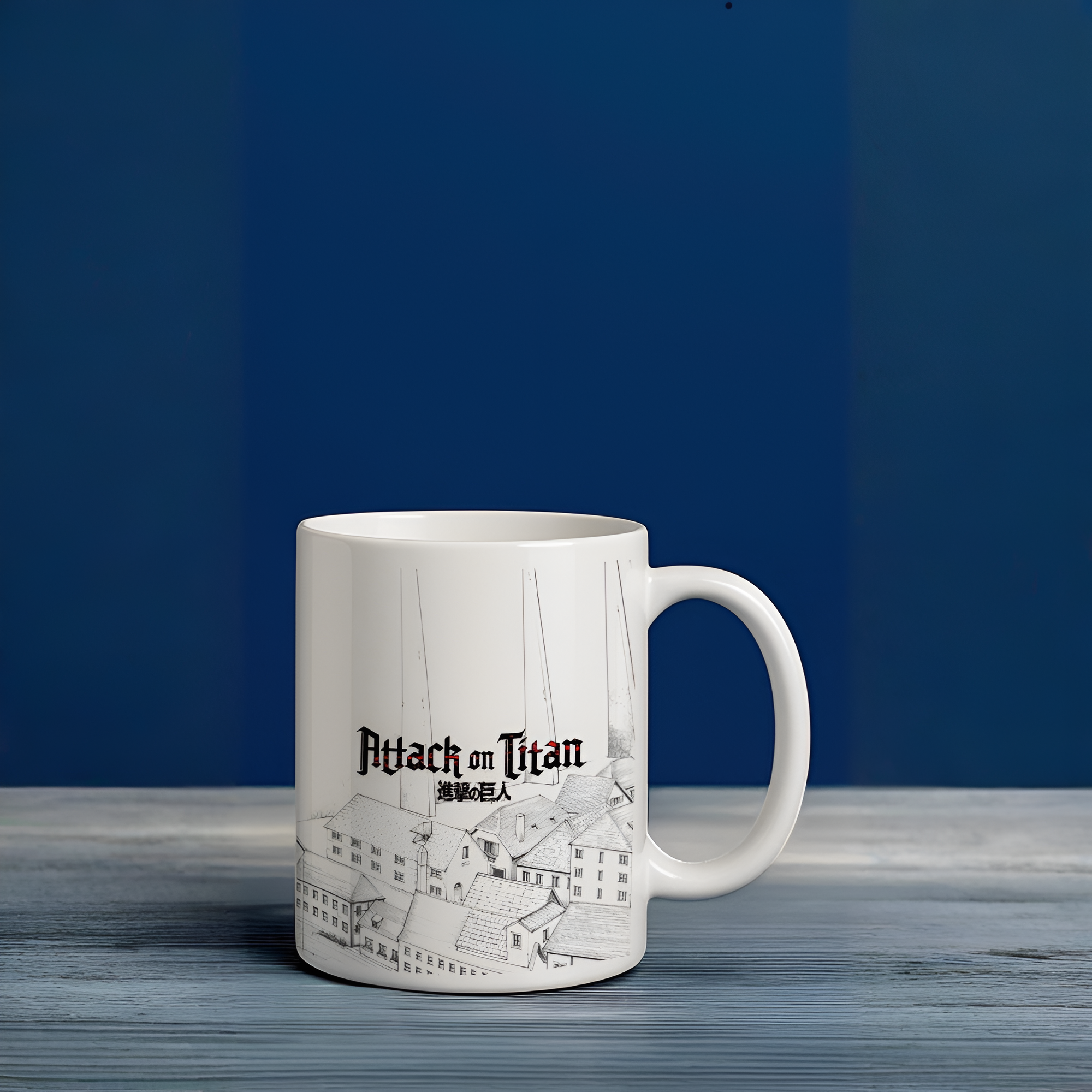 Attack on Titan Anime Ceramic Mug, Manga Style Coffee Cup, Survey Corps Design