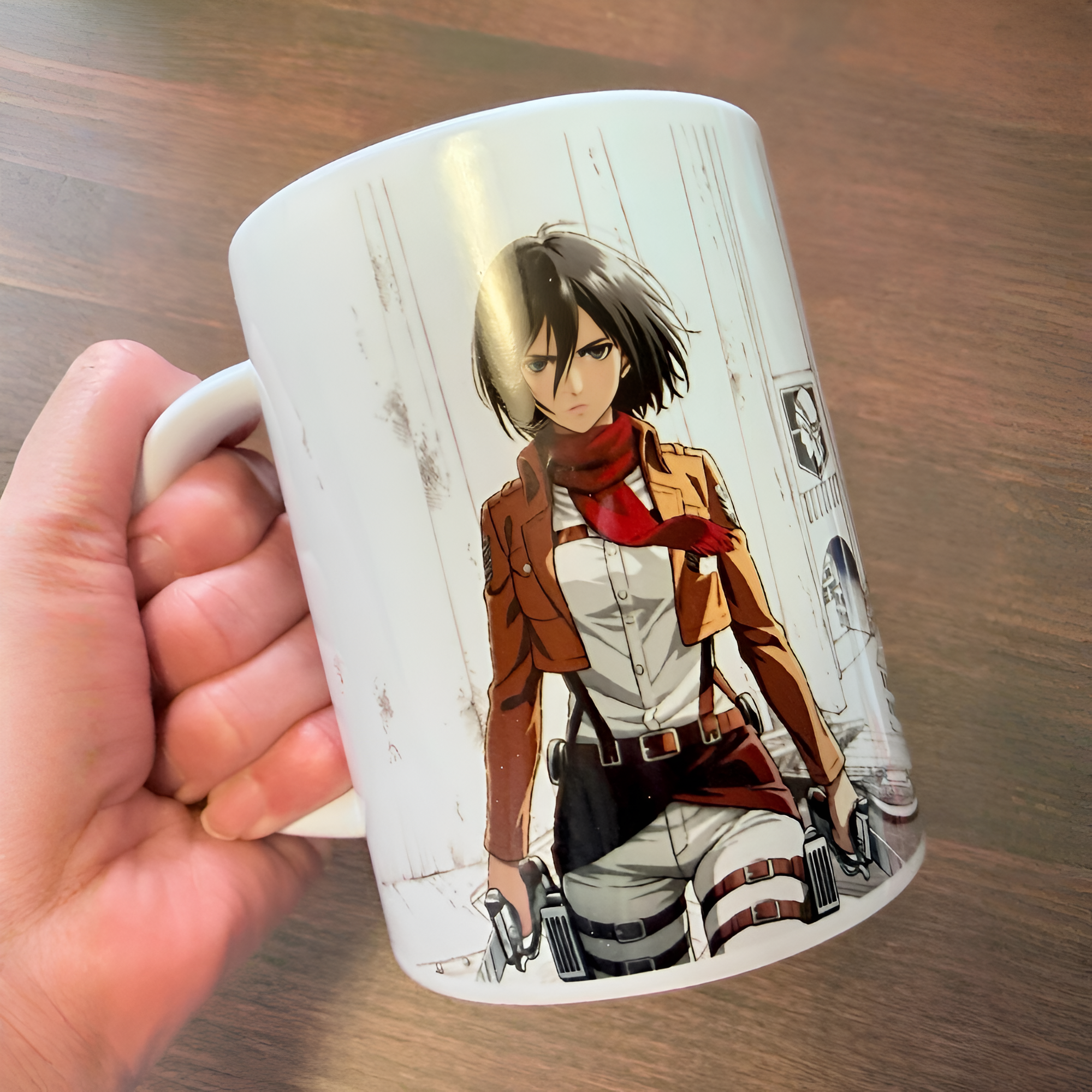 Attack on Titan Anime Ceramic Mug, Manga Style Coffee Cup, Survey Corps Design