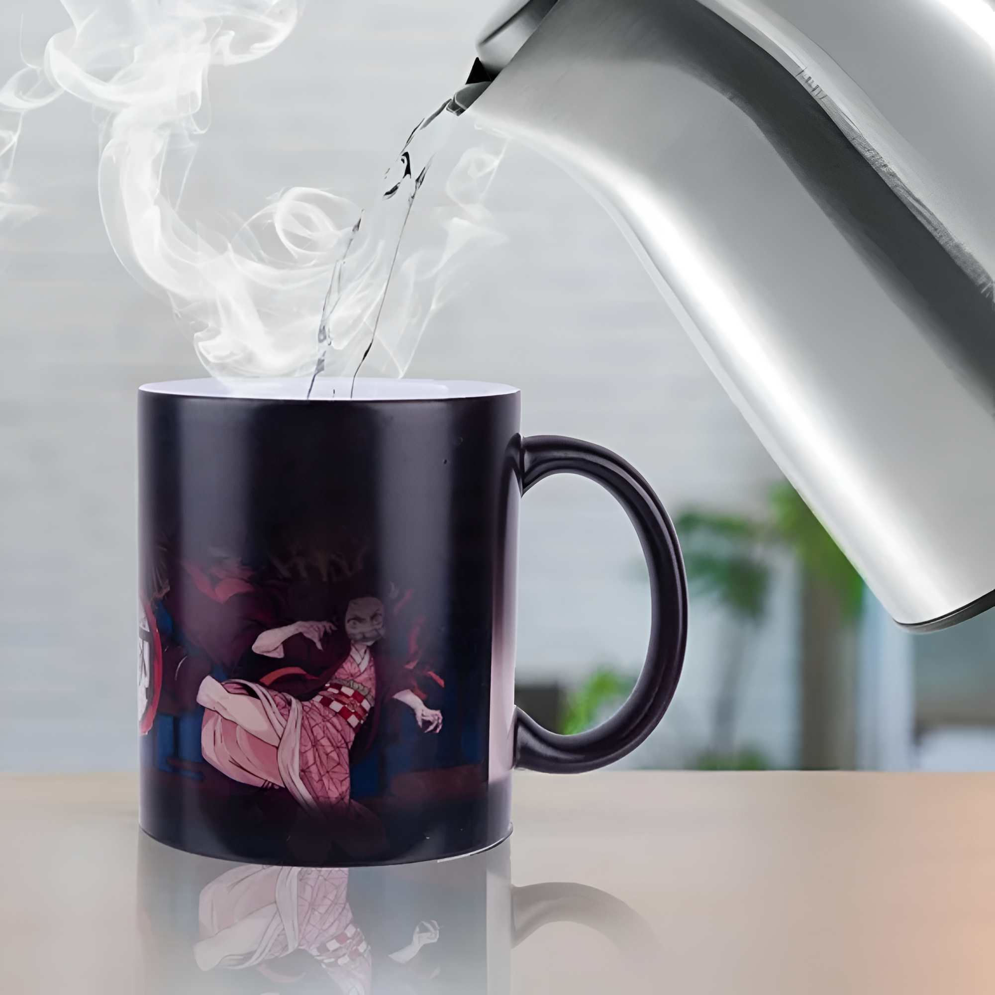 ​Demon Slayer Color Changing Mug 3.8" with Tanjiro & Nezuko - Heat Activated Anime Character Magic Gift​​