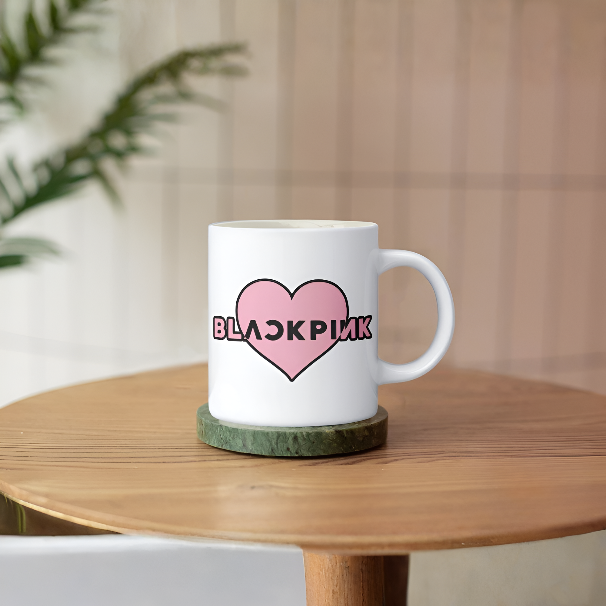 Kpop Fan Mug, BlackPink Heart Coffee Cup, 11oz Ceramic Tea Cup