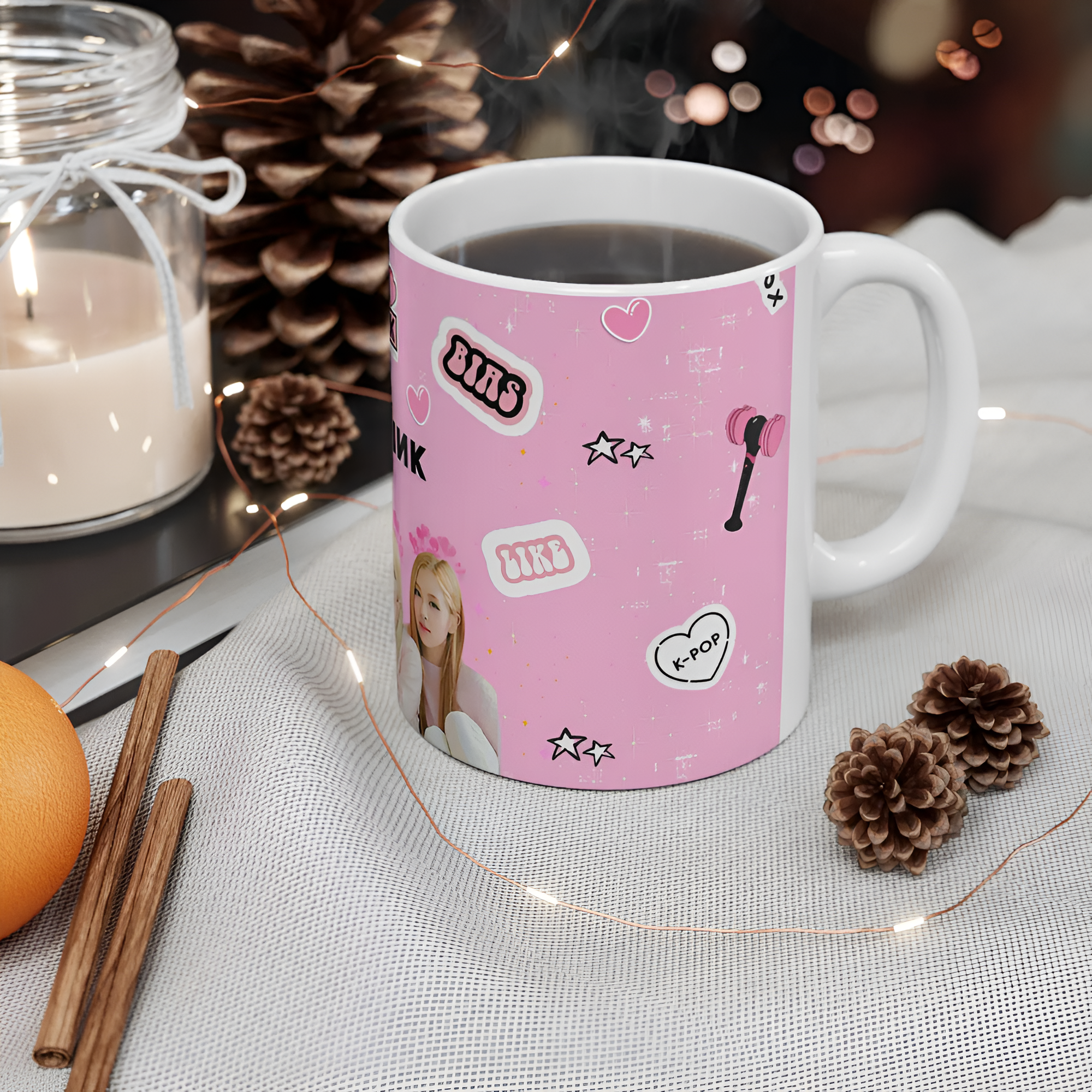  Black Pink Ceramic Coffee Mug: K-pop Fan Gift
