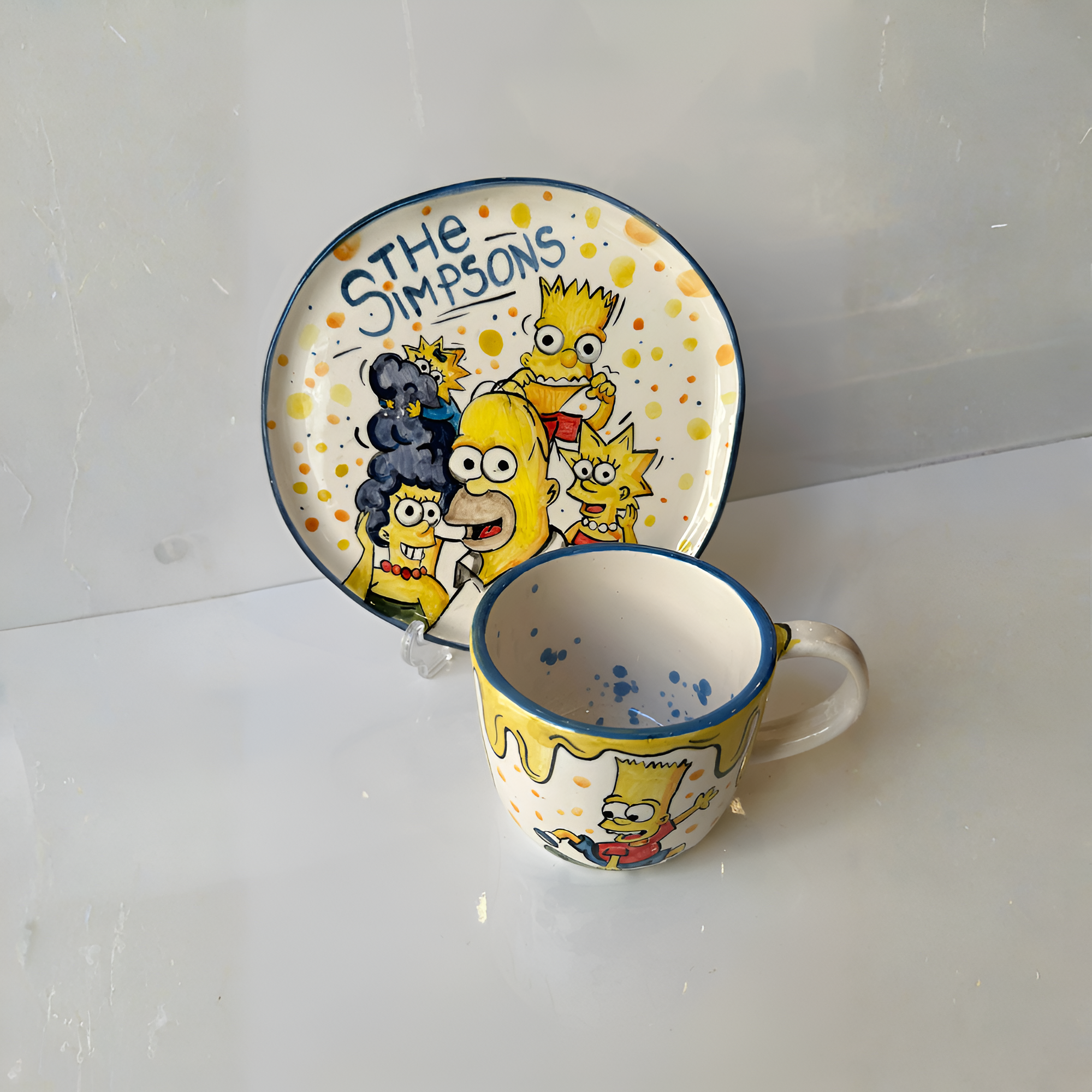 Animated Family Character Ceramic Plate And Mug
