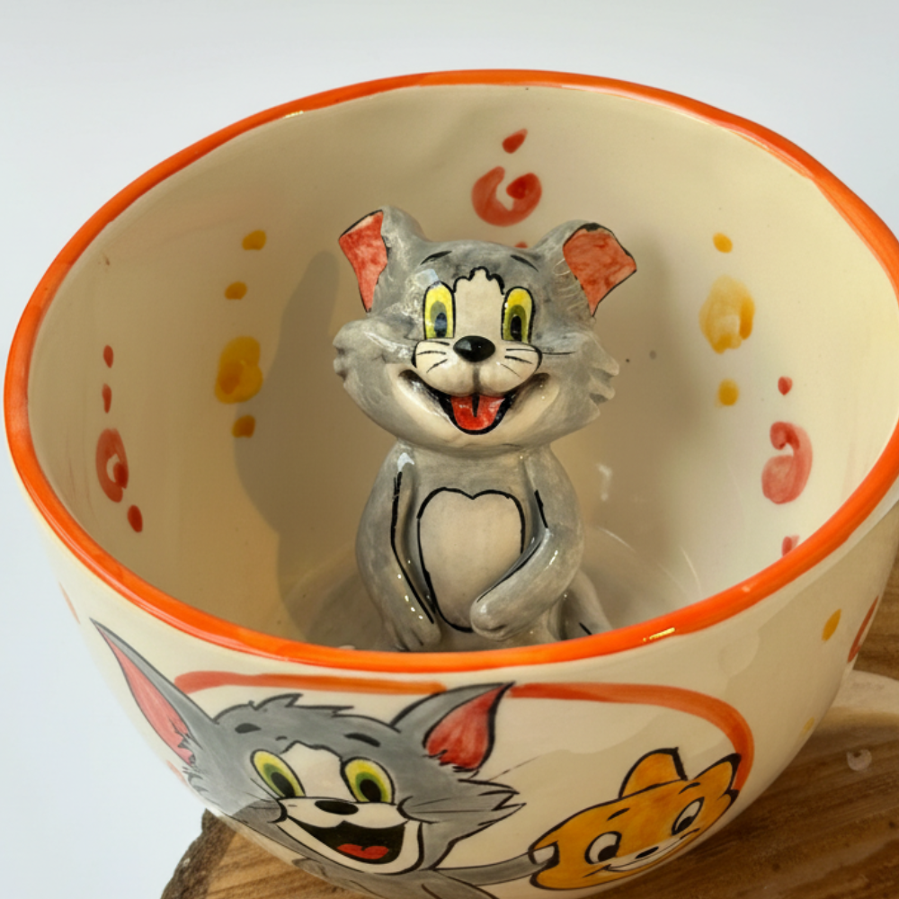 Handmade Cartoon Character Ceramic Tom And Jerry Coffee Mug
