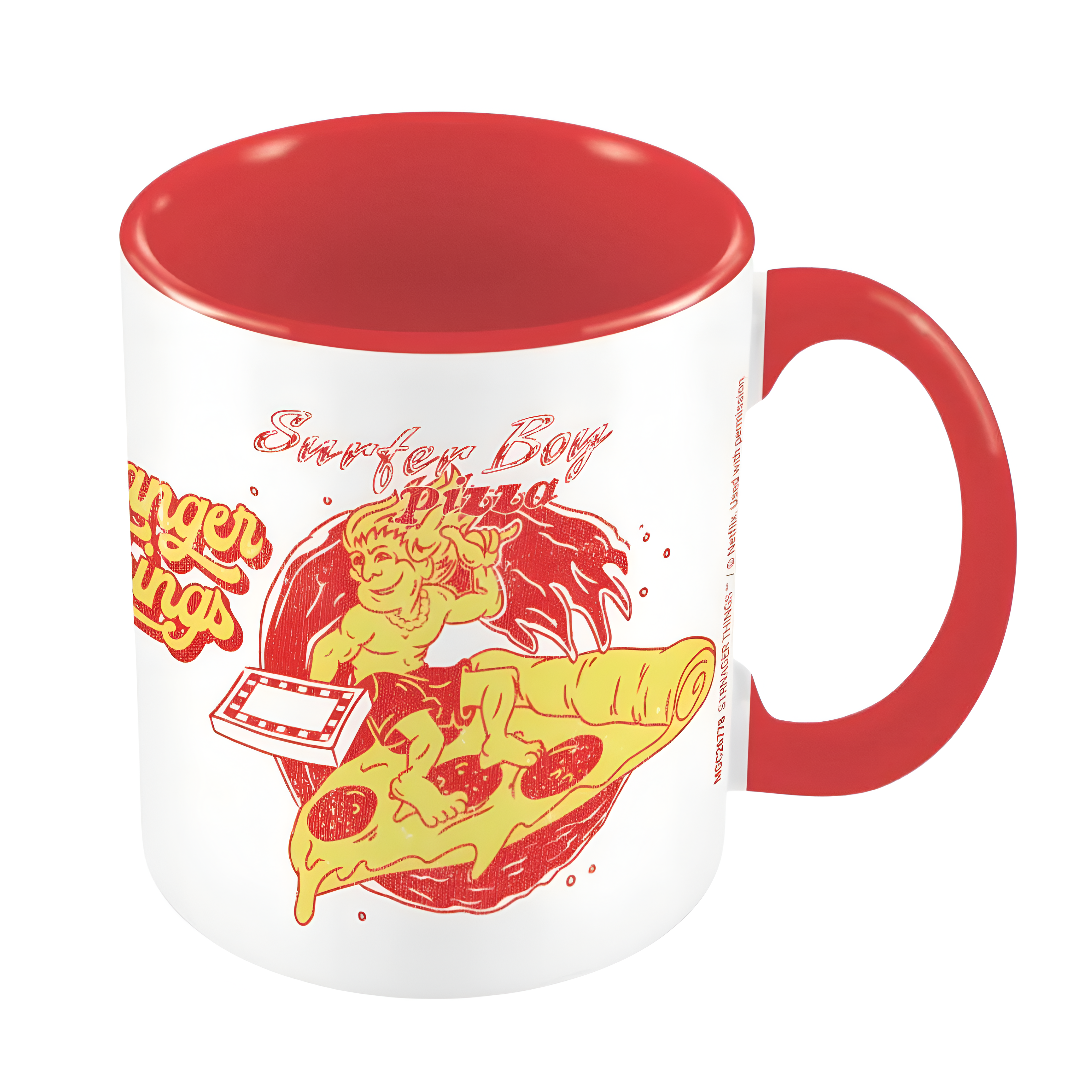 Surfer Boy Pizza Ceramic Mug Coloured Inner and Handle Preorder