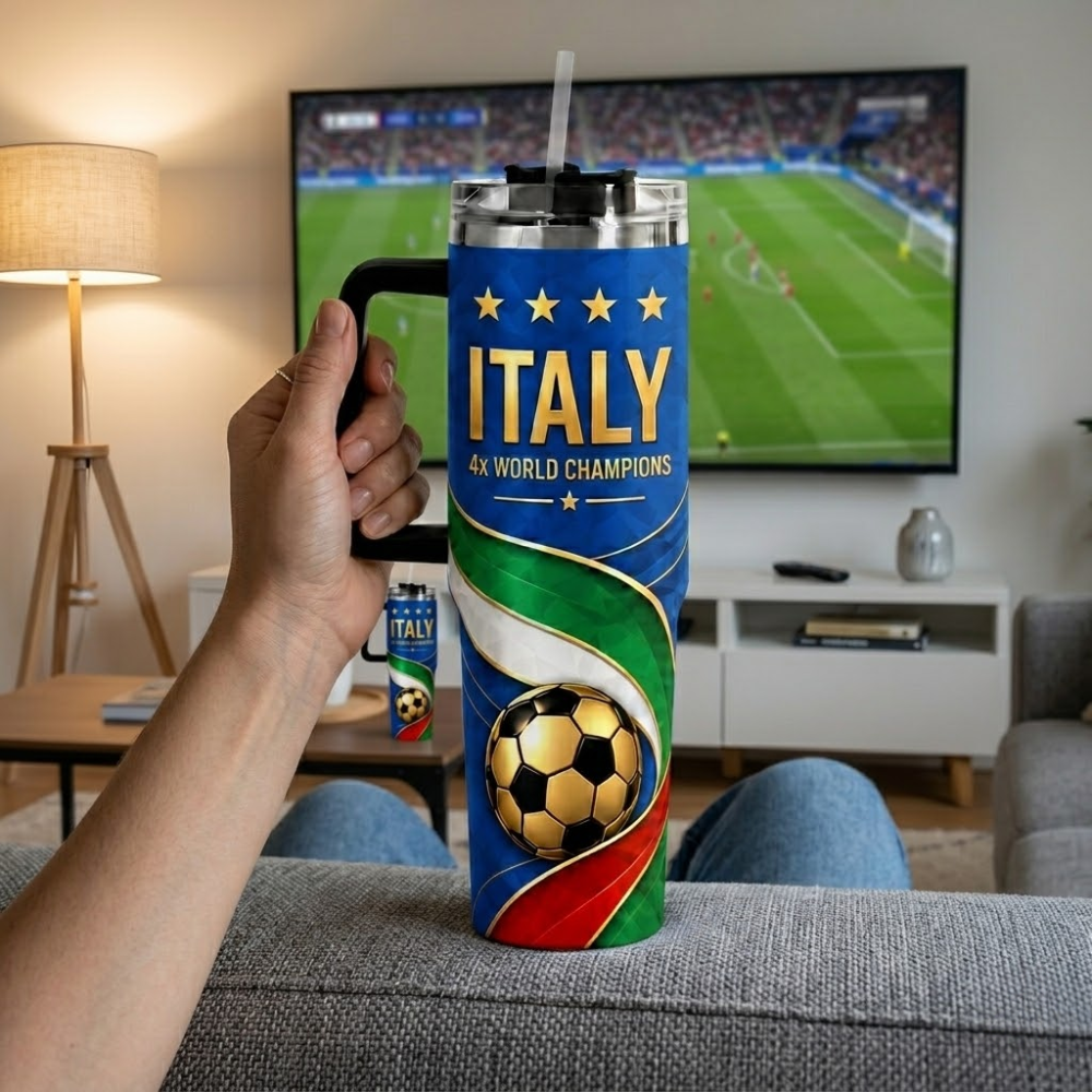 FIFA 2026 Italy Football Sports All Over Printed 40oz Tumbler With Straw And Lid