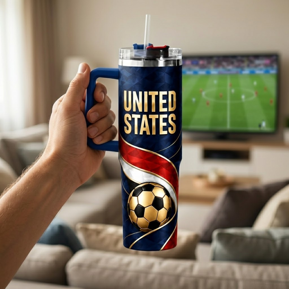 FIFA 2026 United States Football Sports All Over Printed 40oz Tumbler With Straw And Lid