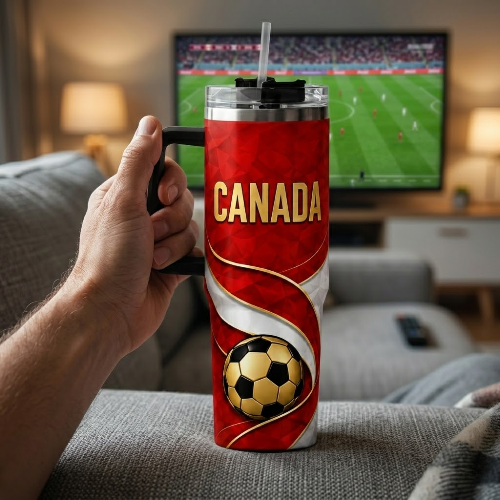 FIFA 2026 Canada Football Sports All Over Printed 40oz Tumbler With Straw And Lid