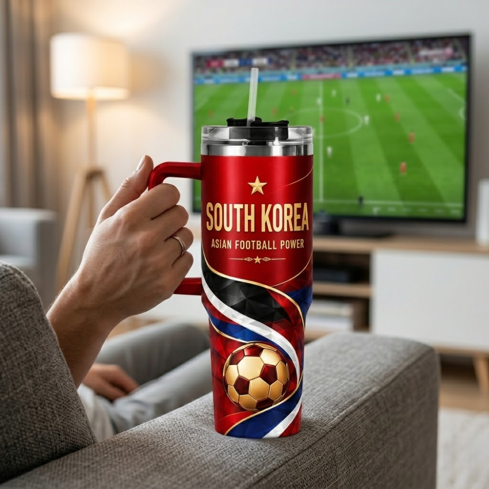 FIFA 2026 South Korea Football Sports All Over Printed 40oz Tumbler With Straw And Lid