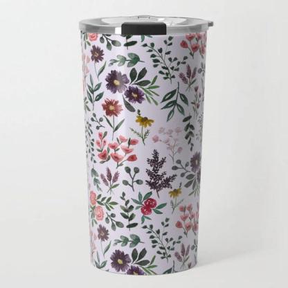 Watercolor Floral Printed Stainless Steel Travel Mug - Inspire Cups