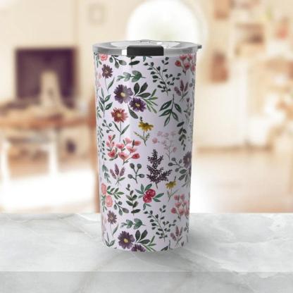 Watercolor Floral Printed Stainless Steel Travel Mug - Inspire Cups