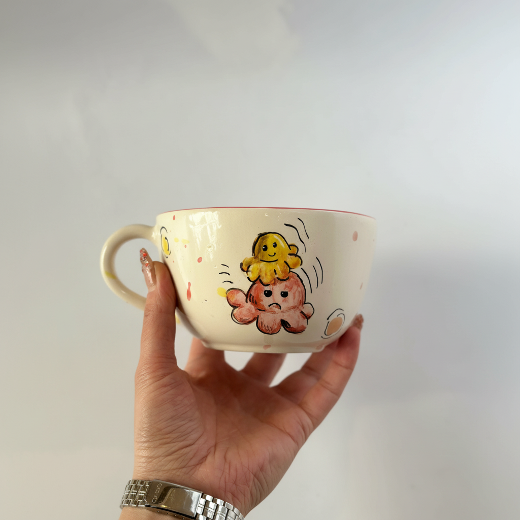 Handmade Ceramic Mug With Star Pattern